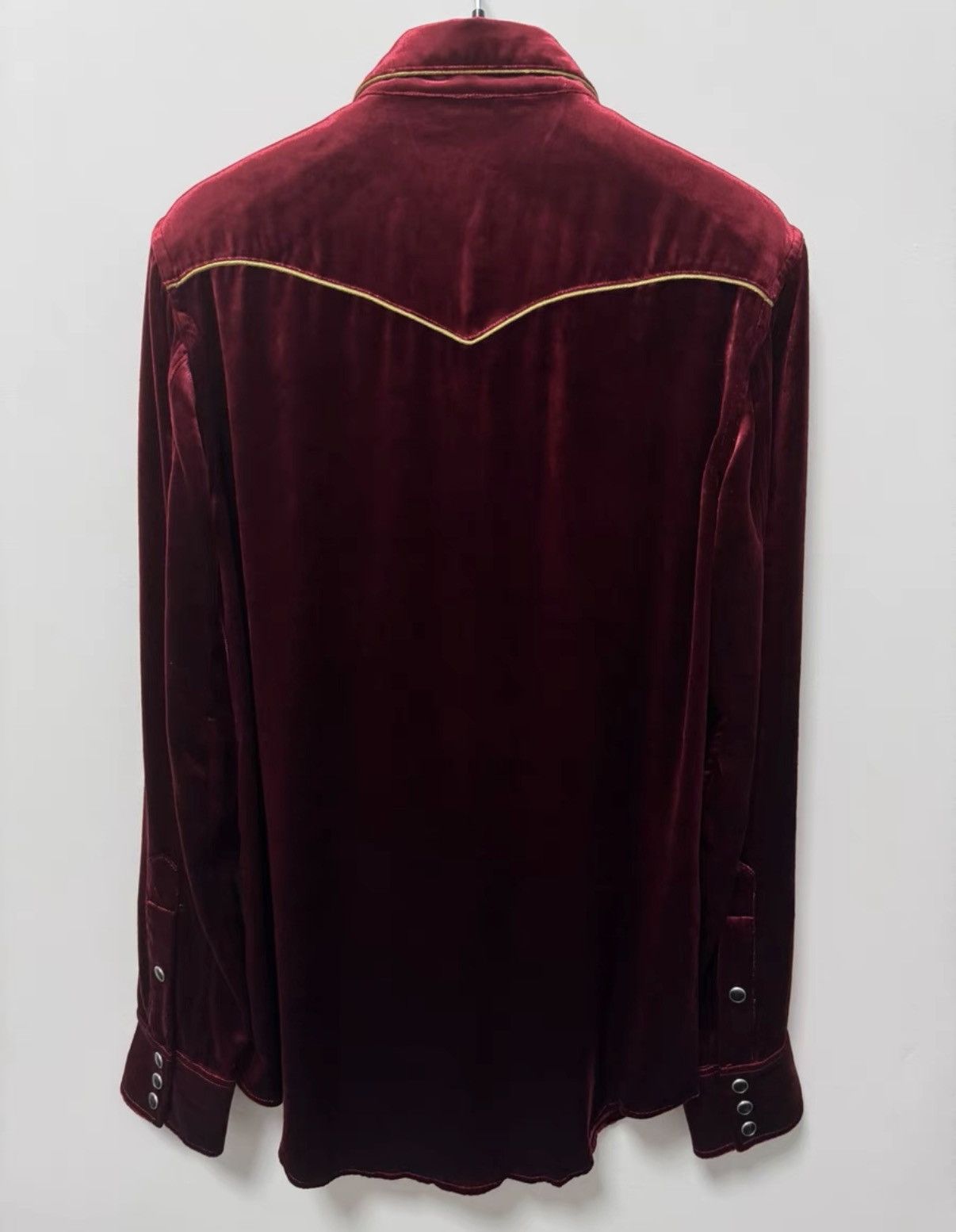 Saint Laurent Paris Saint Laurent (SLP) 16FW Palace Gold Thread Red Velvet Shirt Size US S / EU 44-46 / 1 - 2 Thumbnail
