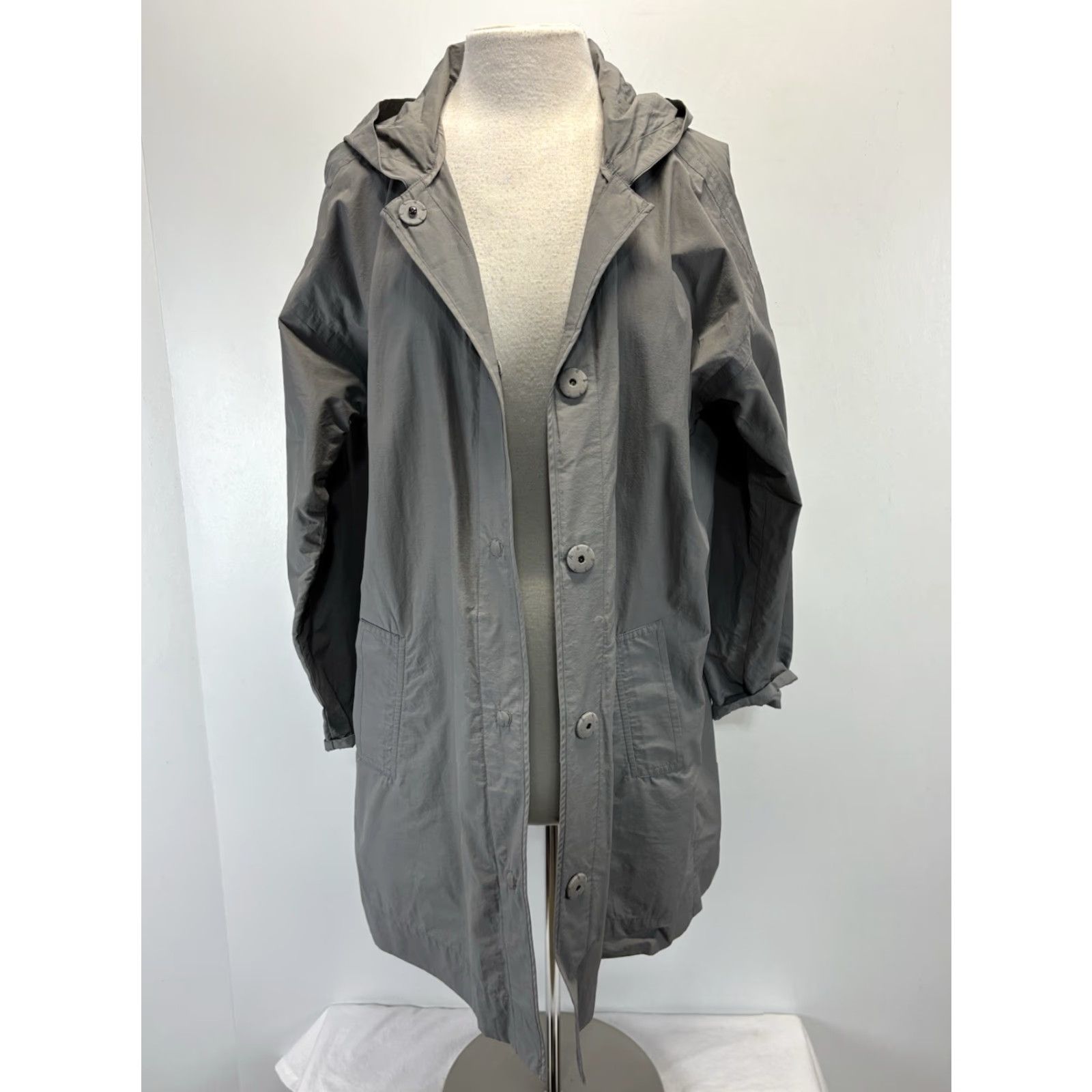 Eileen Fisher Eileen Fisher Jacket Women Medium Gray Organic Cotton Nylon Hood Swing Lagenlook Casual Travel Size M / US 6-8 / IT 42-44 - 6 Thumbnail