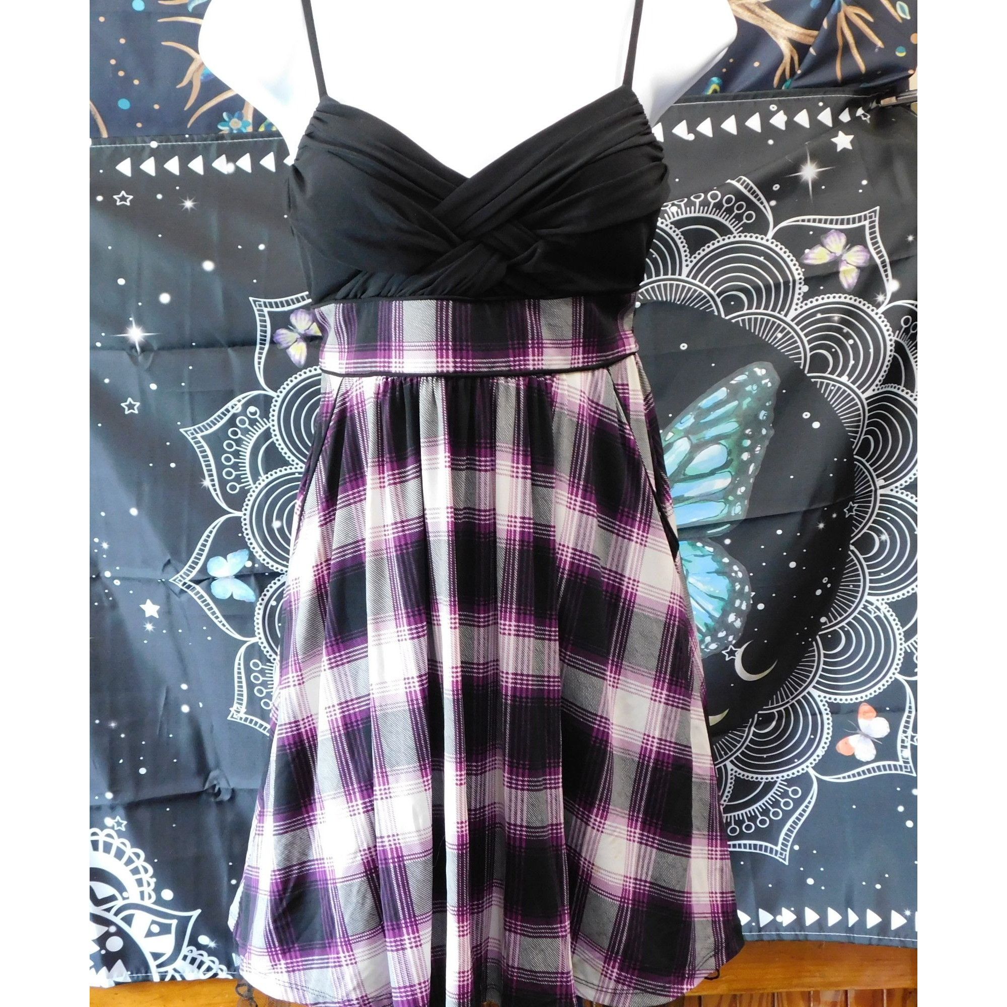 Other City Studio Gothic Purple And Black Plaid Mini Dress Size M / US 6-8 / IT 42-44 - 1 Thumbnail