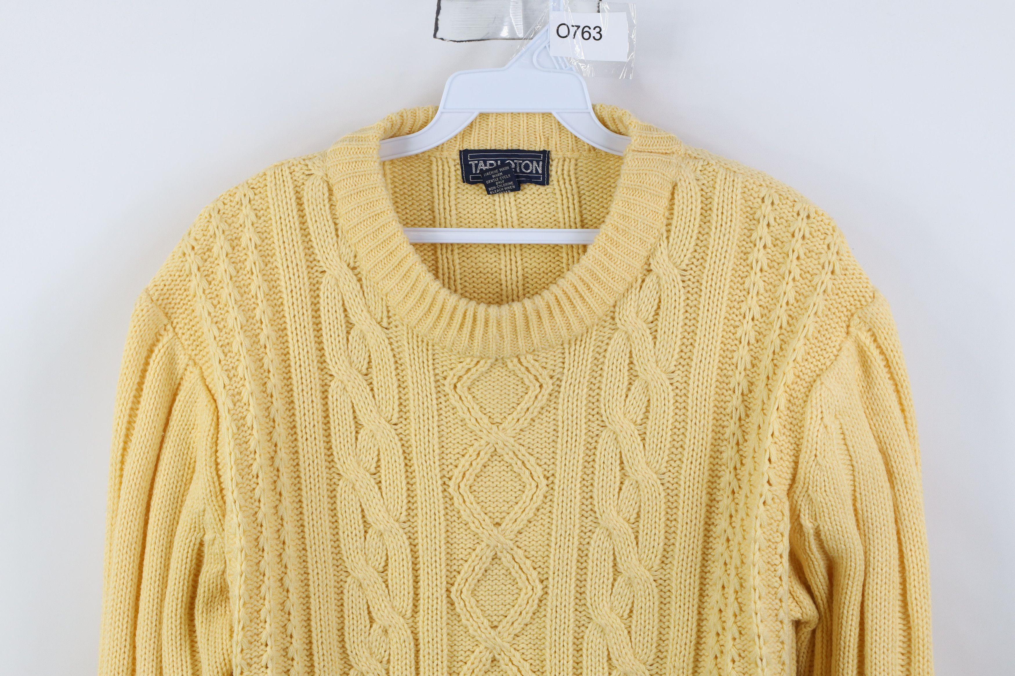 Vintage Vintage 70s Streetwear Cable Knit Fisherman Sweater Yellow Size L / US 10 / IT 46 - 2 Thumbnail