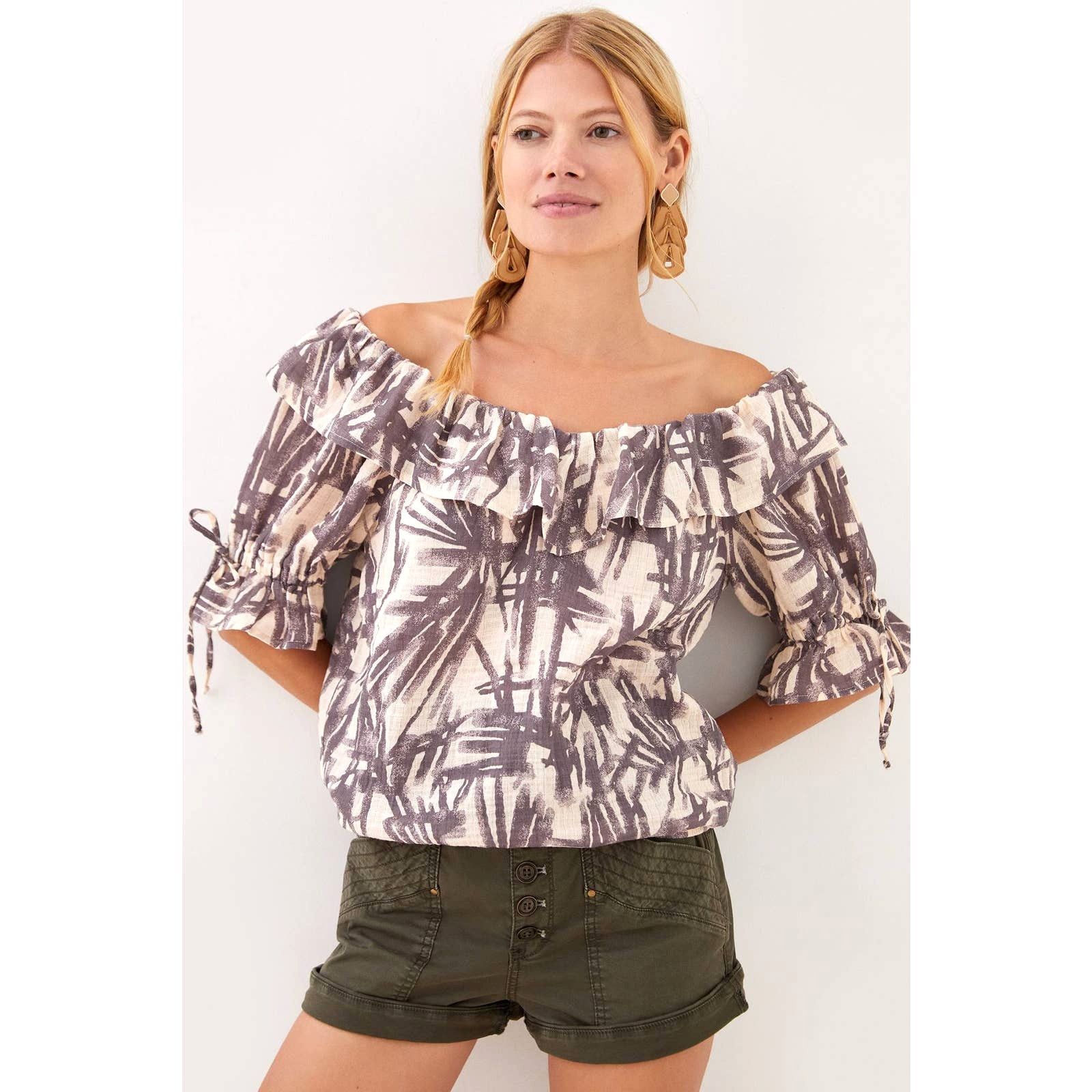 Anthropologie New Anthropologie PORRIDGE Ruffled Boat Neck Blouse $110 XS Size XS / US 0-2 / IT 36-38 - 1 Thumbnail