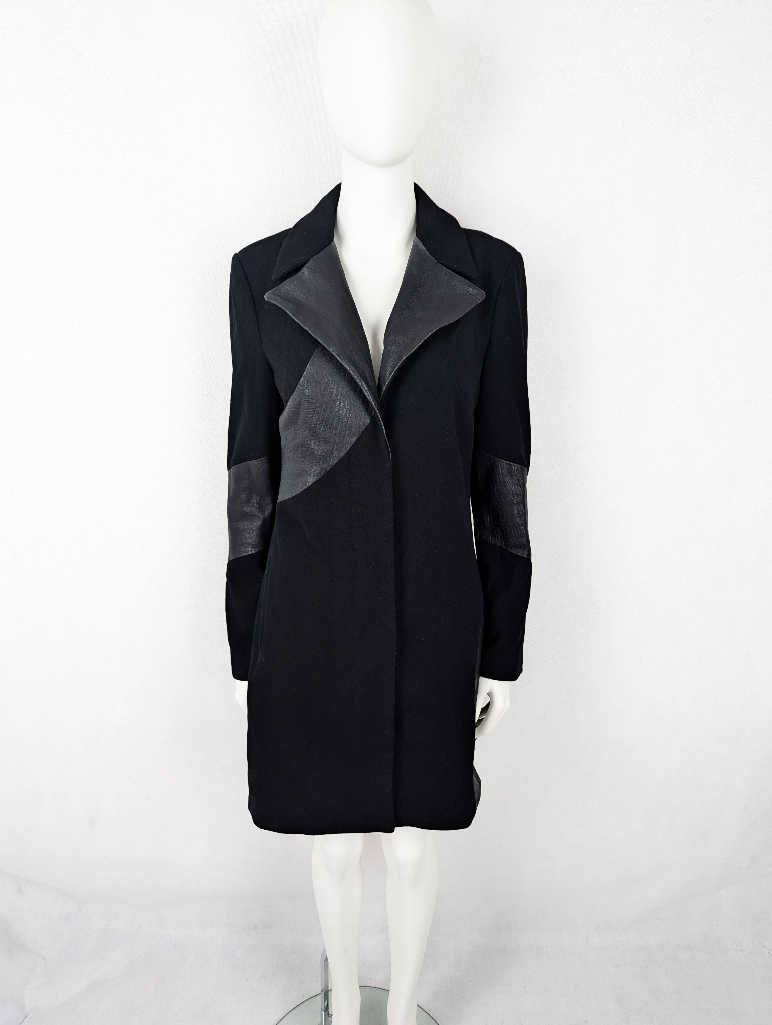 Guess Guess Marciano wool black coat with leather S Size S / US 4 / IT 40 - 1 Thumbnail