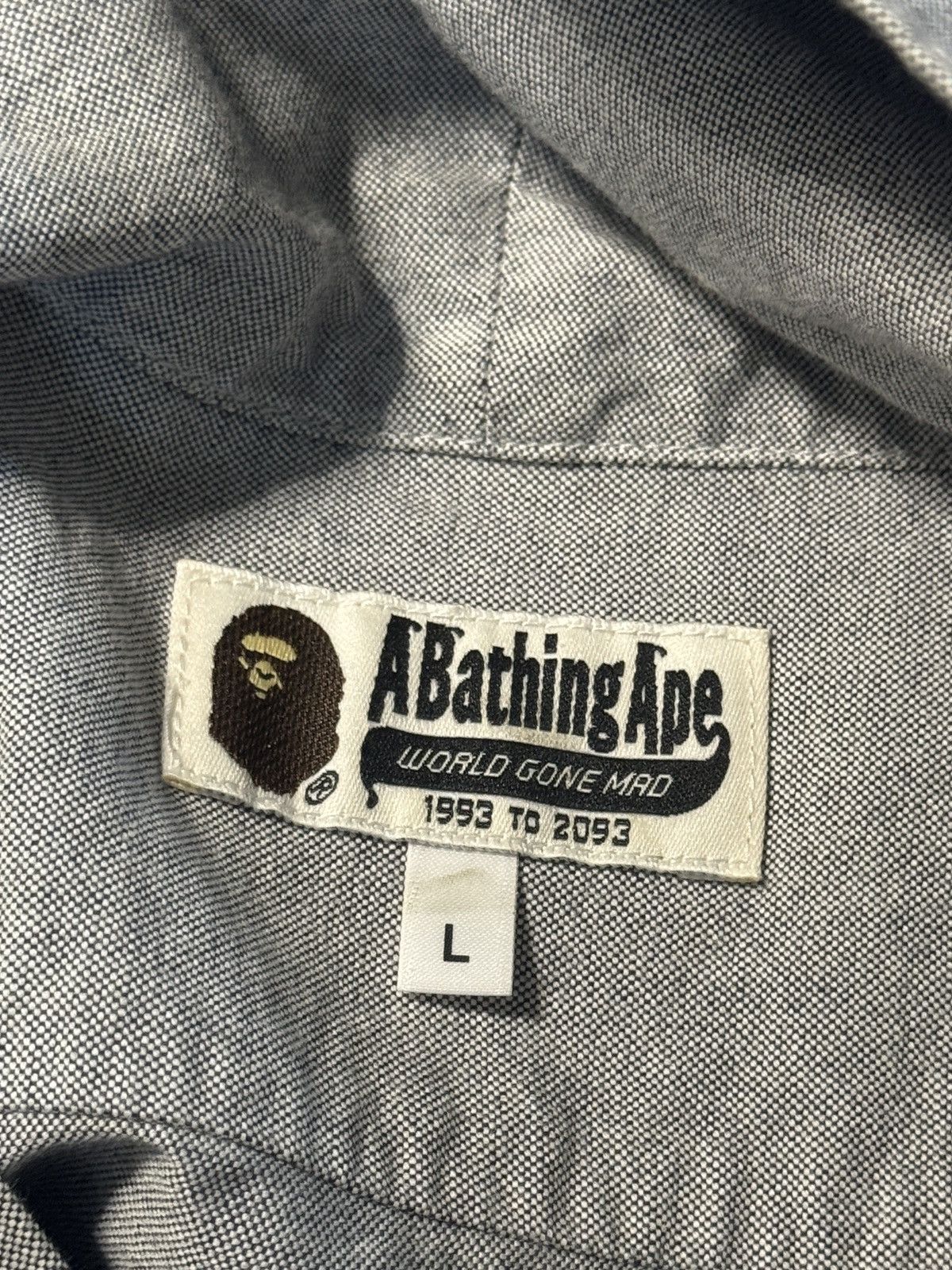 Bape Grey BAPE Shark Hooded Denim Shirt Size US L / EU 52-54 / 3 - 6 Thumbnail