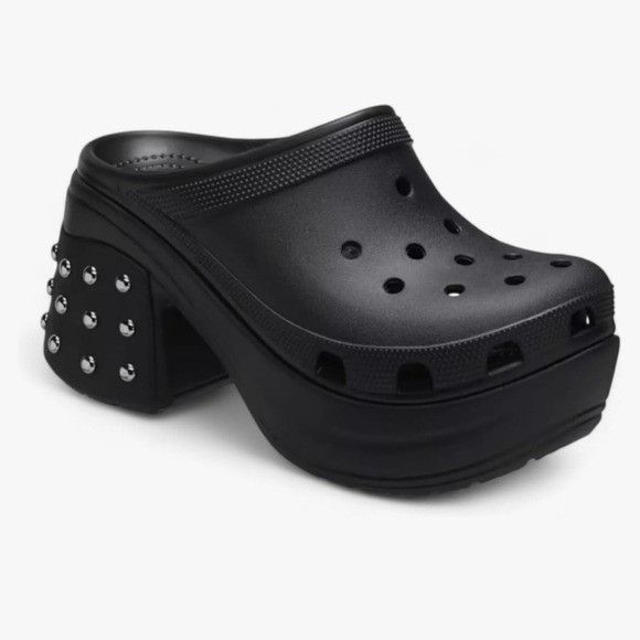 Crocs Crocs Comfort Siren Studded Black TPU Chunky Platform Heeled Size US 13 / EU 46 - 9 Thumbnail