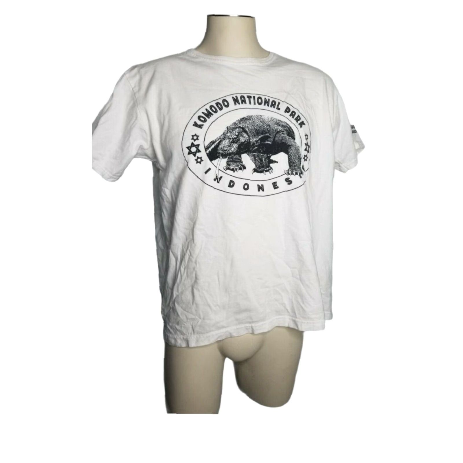 Vintage VINTAGE Candy International Womens XL Komodo National Park Dragon T Shirt Double Sided Indonesia T-Shirt White Cotton Crew Neck Short Sleeve Men/Women Size XL / US 12-14 / IT 48-50 - 2 Thumbnail