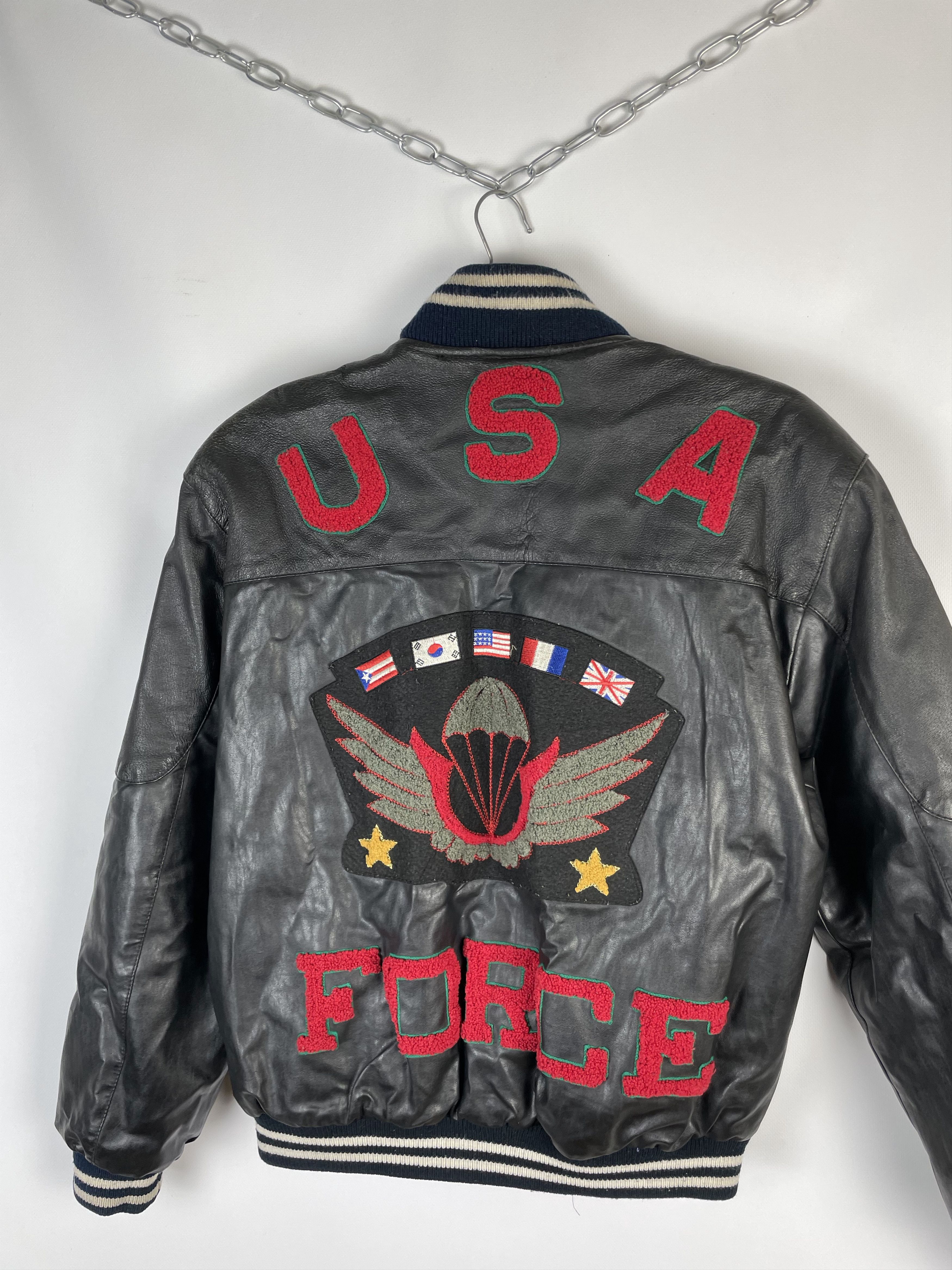 Other RARE!!! Vintage USA Air Force Army US style Leather Jacket Size US M / EU 48-50 / 2 - 12 Thumbnail