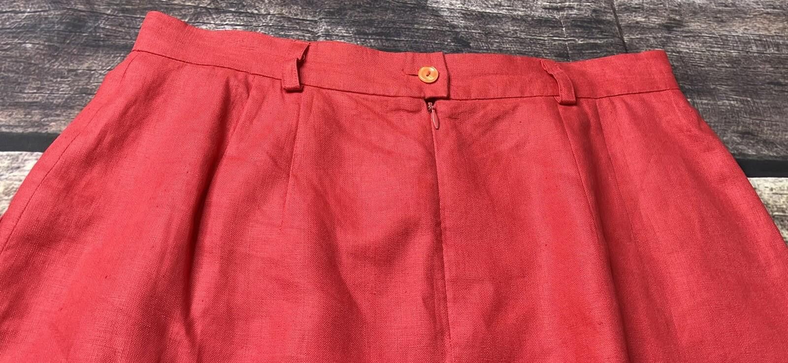 Lord & Taylor VTG Lord & Taylor 100% Linen Pencil Skirt Women's 16 Red Size 38" / US 16 / IT 52 - 4 Thumbnail