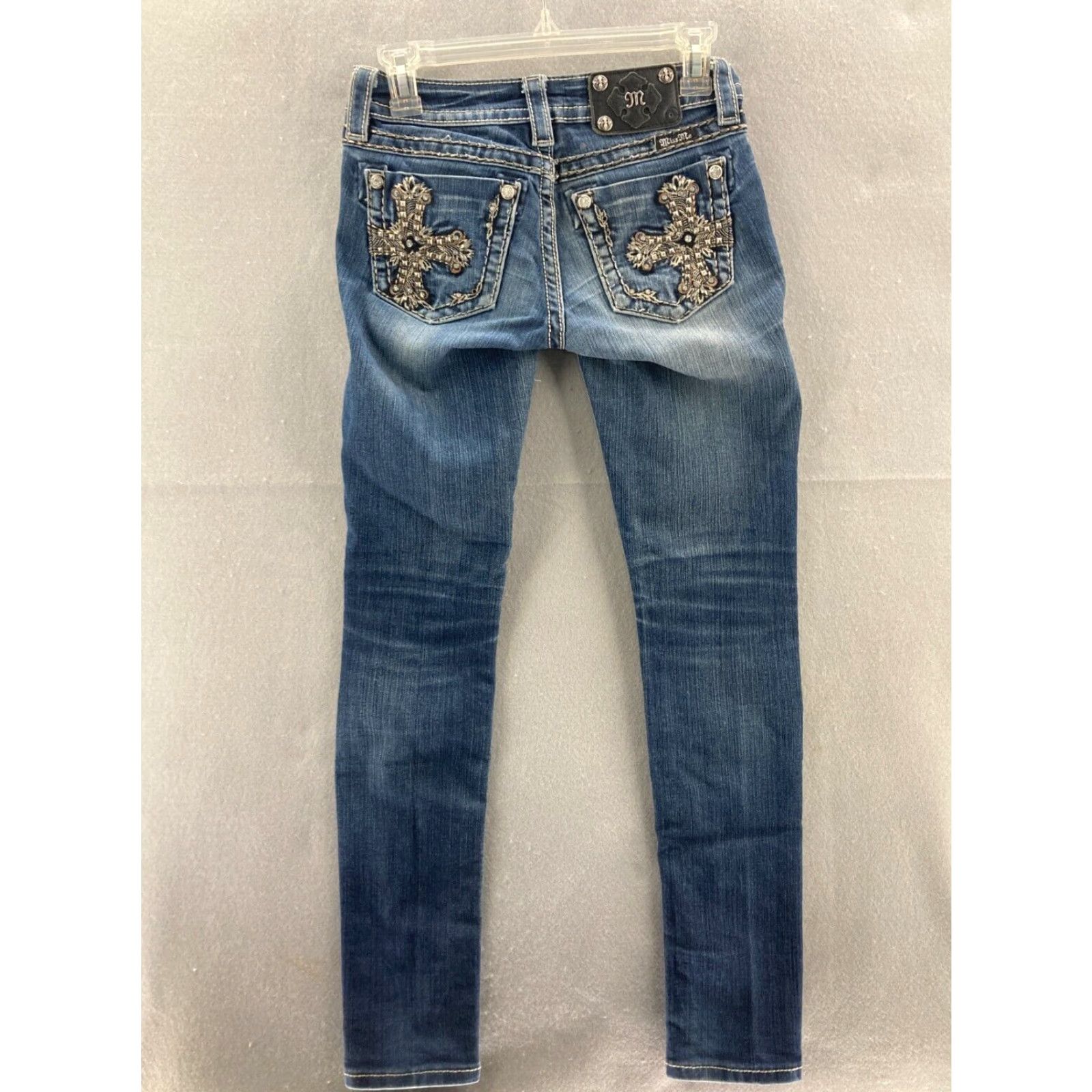 Miss Me Miss Me Jeans Signature Rise Skinny Embellished Cross 25 Women 26 Blue Denim 5-Pocket Design Slim Regular Jeans Size 26" / US 2 / IT 38 - 7 Thumbnail