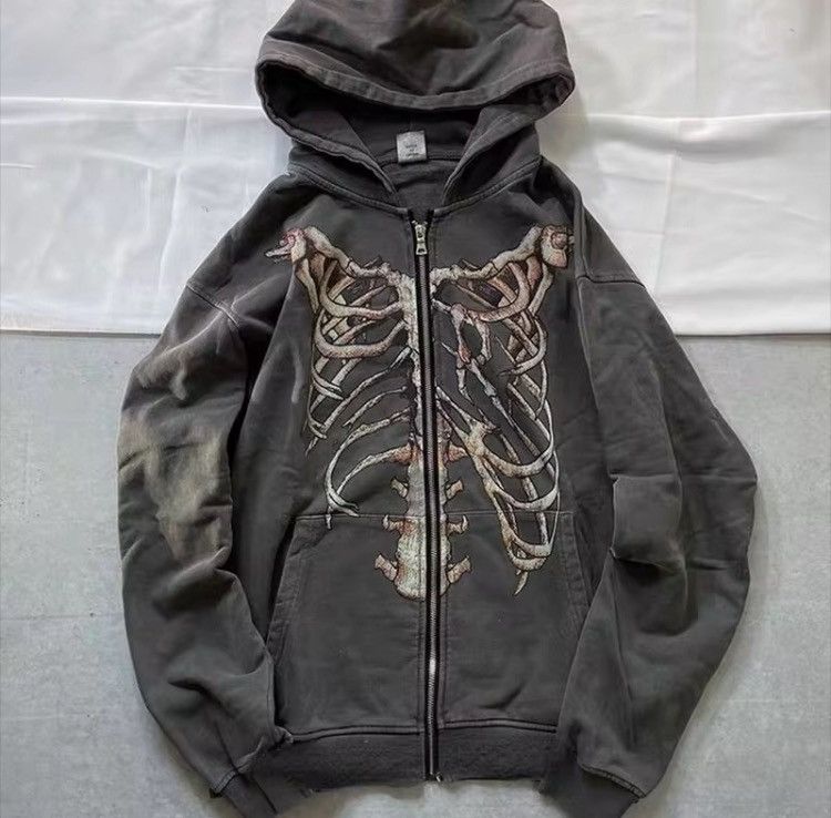 Japanese Brand Kihara x Asai Punk Zip Up Hoodie Gothic Style Skeleton Size US L / EU 52-54 / 3 - 1 Thumbnail