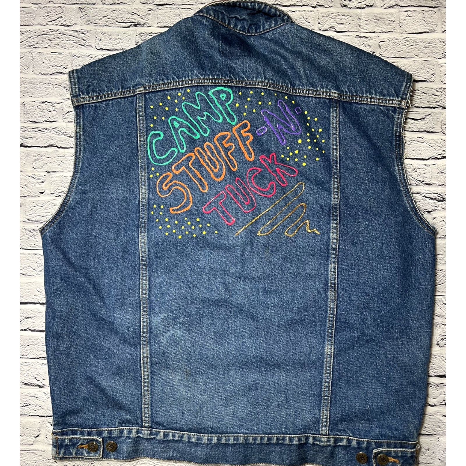 Marlboro VINTAGE Marlboro Country Store Denim Vest Mens XL Blue Patch Back Western Biker Style Clothing Man Mens XL Blue Denim Vest Size US XL / EU 56 / 4 - 2 Thumbnail