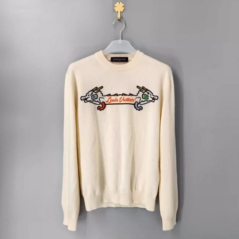 Louis Vuitton LOUIS VUITTON Milky White Double Head Dragon Cashmere Sweat Size US S / EU 44-46 / 1 - 1 Thumbnail