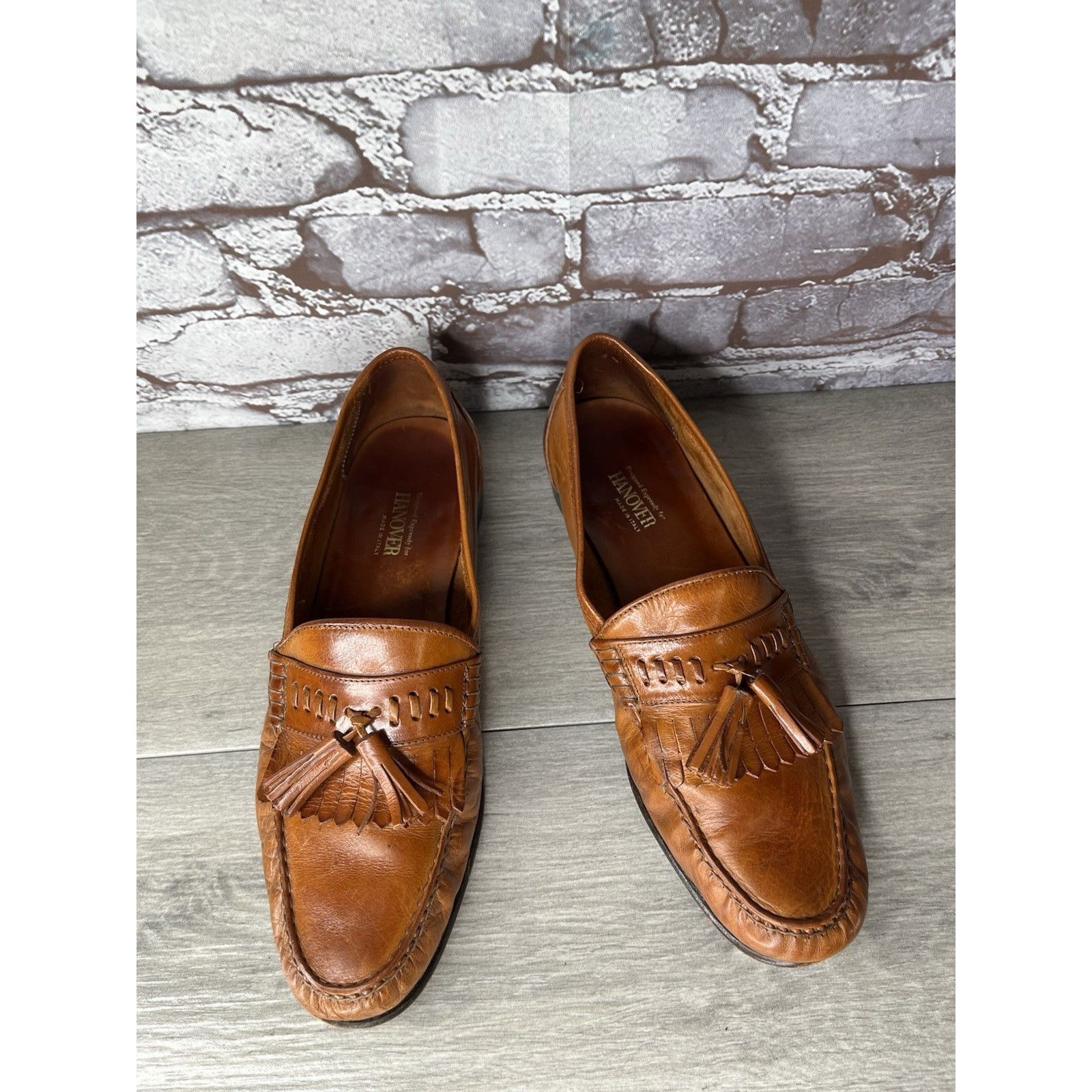 Hanover Hanover Brown Leather Kiltie Tassel VTG Loafers Dress Shoes Size US 10.5 / EU 43-44 - 13 Thumbnail