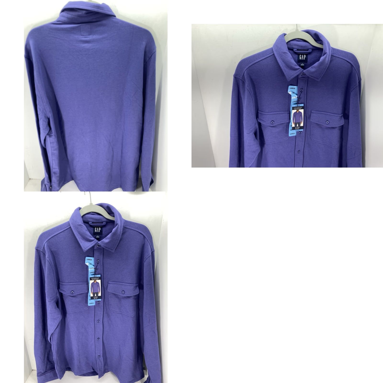 Gap Gap Knit Shirt Men L Blue Purple Button Long Sleeve Cotton Blend Stretch NWT Size US L / EU 52-54 / 3 - 9 Thumbnail
