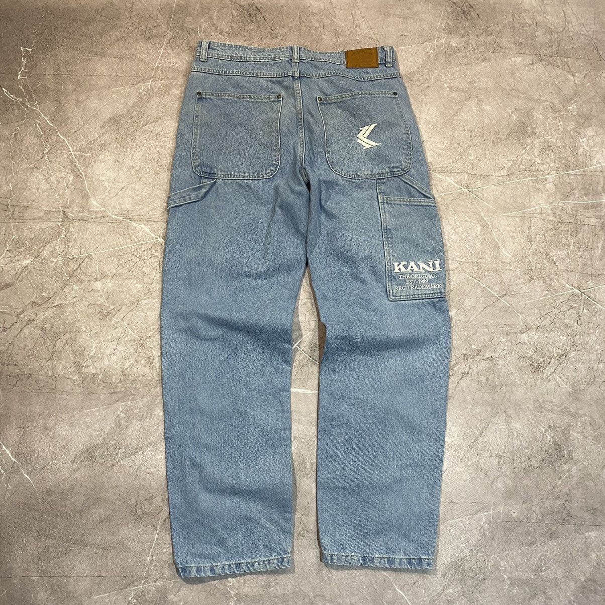Pre-owned Karl Kani X Vintage Karl Lani Denim Jeans Pants Big Logo Carpenter 00s In Blue