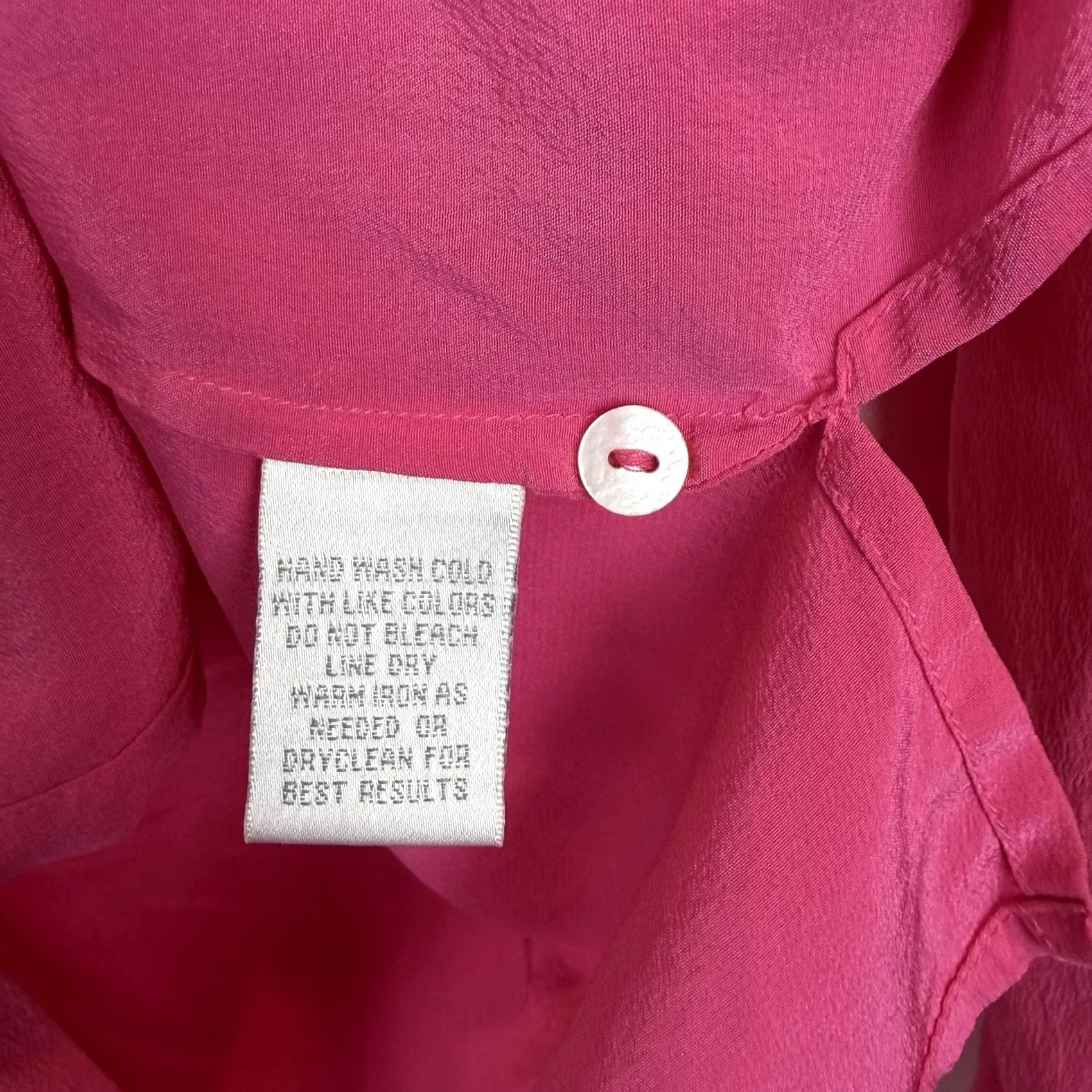 Worthington Worthington Womens Medium Silk Blouse Shirt Long Sleeve Collared Button Down Pink Velvet Luxe Career Workwear Size M / US 6-8 / IT 42-44 - 7 Thumbnail