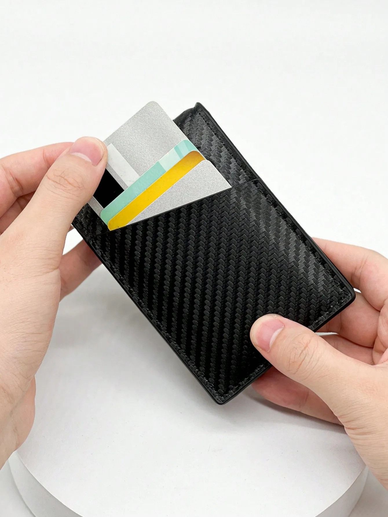Vintage Business Carbon Fiber Men's Card Case Anti-theft Size ONE SIZE - 2 Thumbnail