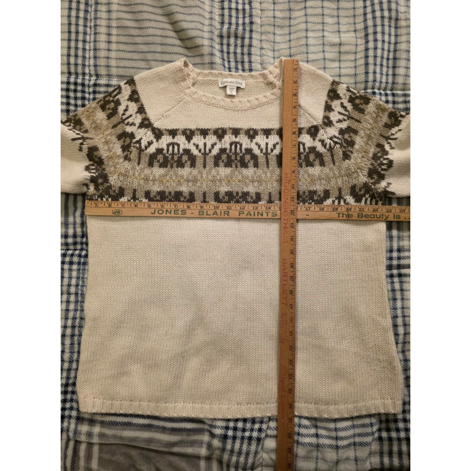 Coldwater Creek VINTAGE Coldwater Creek Wool Mohair Blend Chunky Knit Sweater Fair Isle Creme Women's XL Size XL / US 12-14 / IT 48-50 - 6 Thumbnail