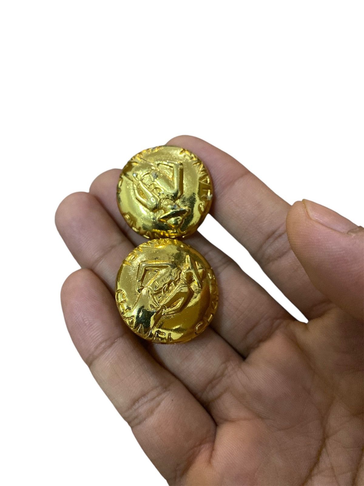 Chanel Vintage Chanel 24K Gold Plated Round Mademoiselle Earrings Size ONE SIZE - 3 Thumbnail