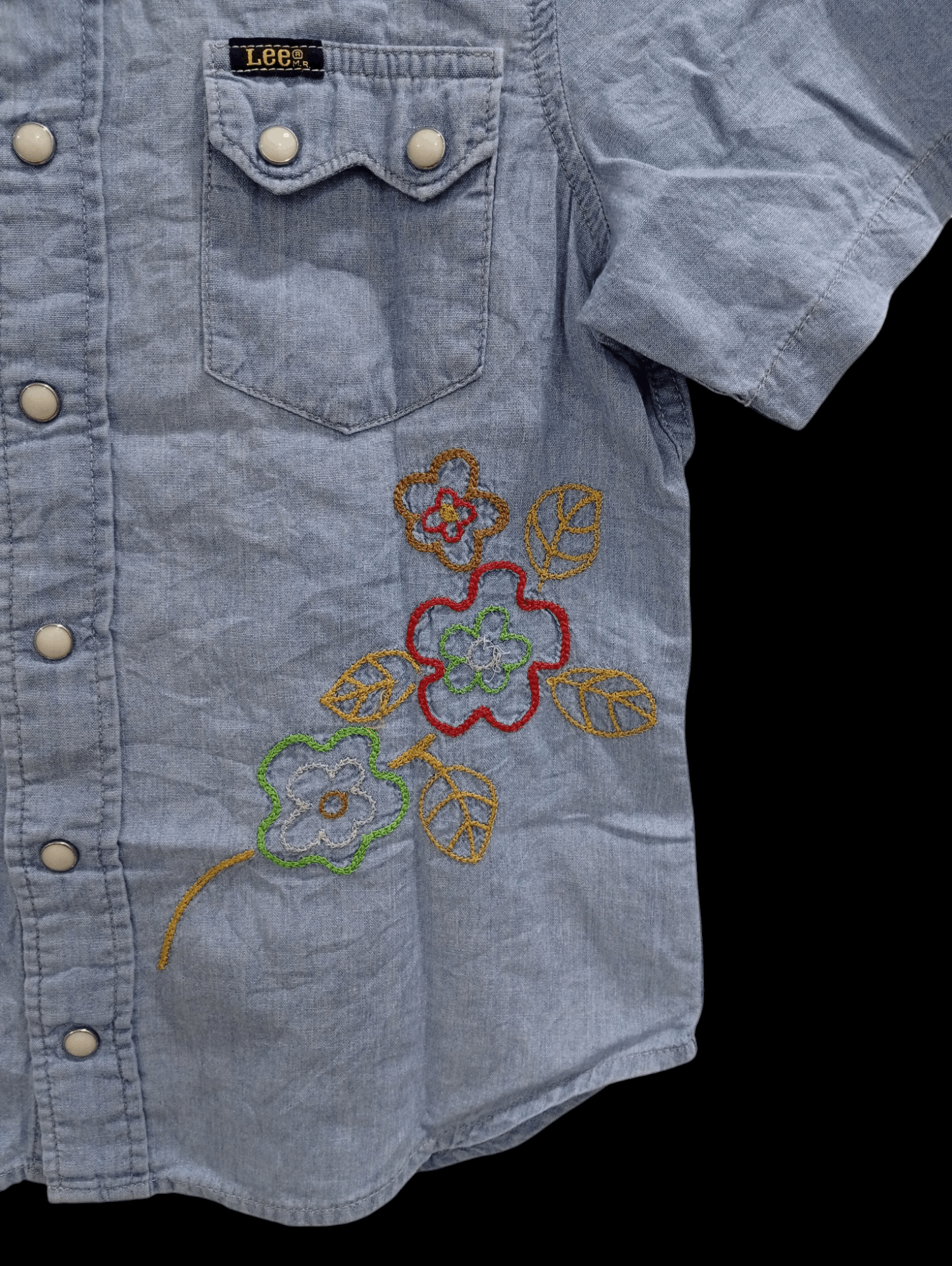 Lee × Vintage 🔥🔥Lee Riders Kids Boys Embroidery Denim Shirt Size US XXS / EU 40 - 17 Thumbnail