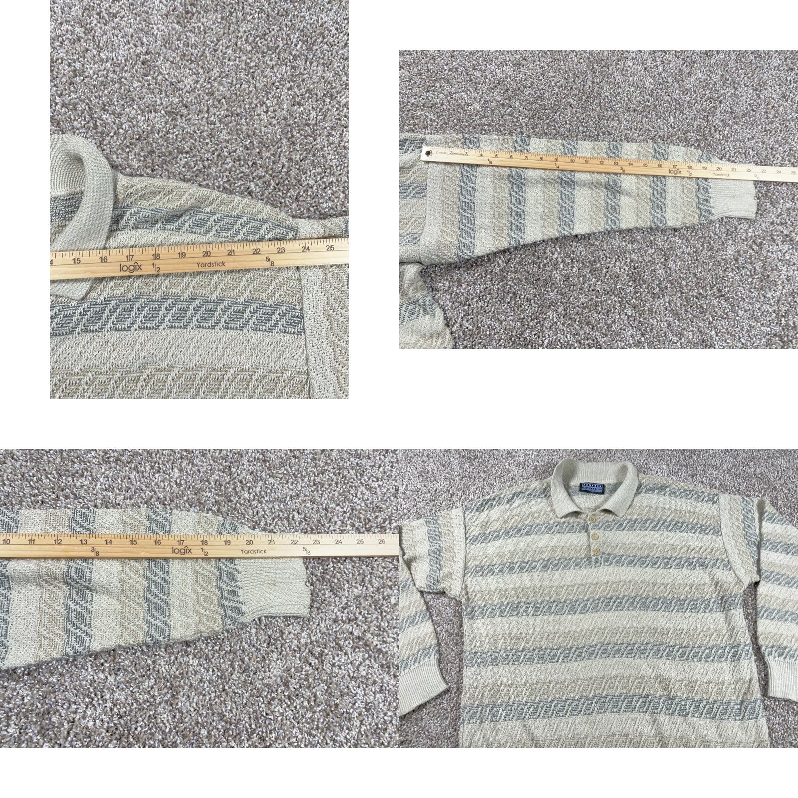 Jantzen VINTAGE Jantzen Striped Sweater Adult Large Light Gray Blue Chunky-Knit 90s Mens Size US L / EU 52-54 / 3 - 8 Thumbnail