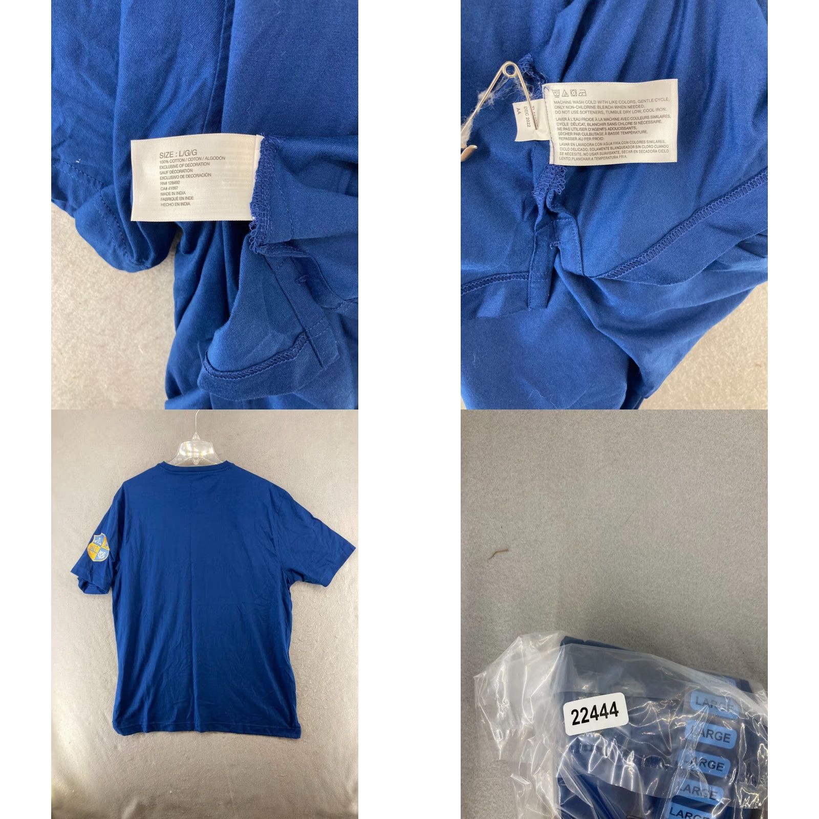 Vintage Greg Norman Men's T-Shirt Large Blue Solid Pocket Crew Neck Jersey Classic Sports Size US L / EU 52-54 / 3 - 8 Thumbnail