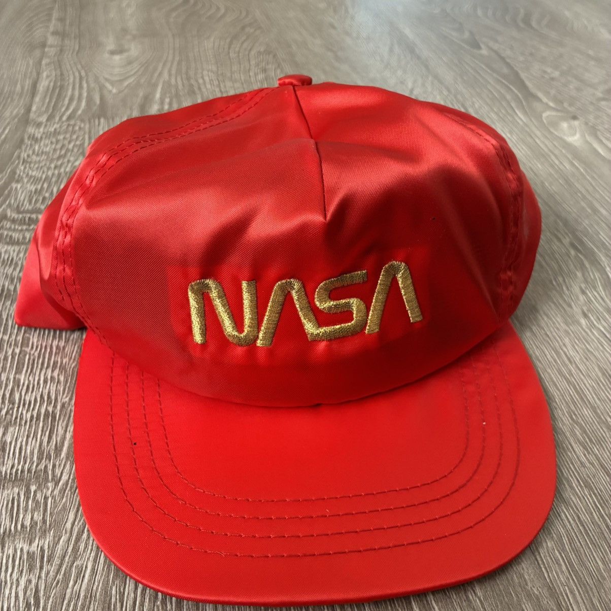 NASA Vintage NASA Worm Logo Satin RARE Red & Gold Made in USA Size ONE SIZE - 1 Thumbnail