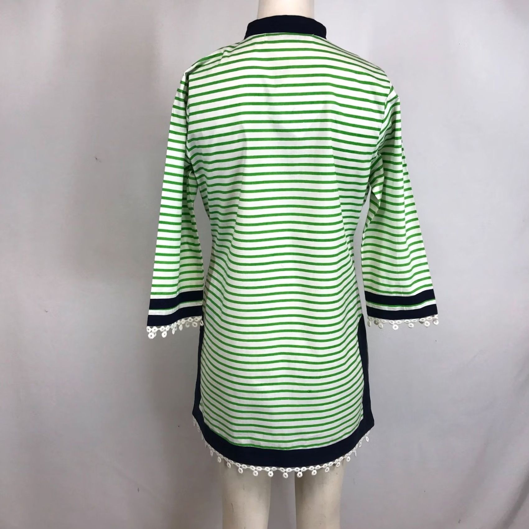 Vintage GRETCHEN SCOTT WOMEN'S SMALL V NECK TUNIC GREEN/WHITE Size S / US 4 / IT 40 - 5 Thumbnail