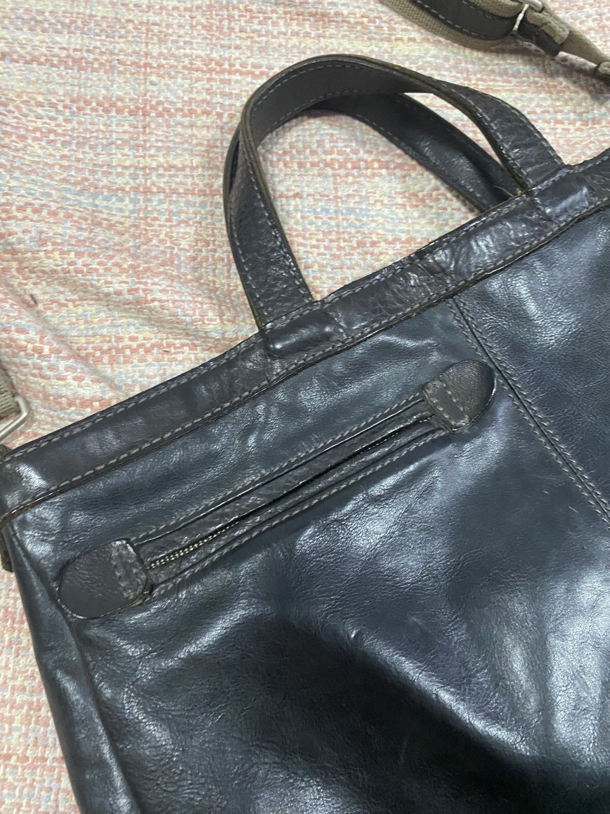Japanese Brand Vintage Baggy Port leather carry sling tote bag Size ONE SIZE - 4 Thumbnail
