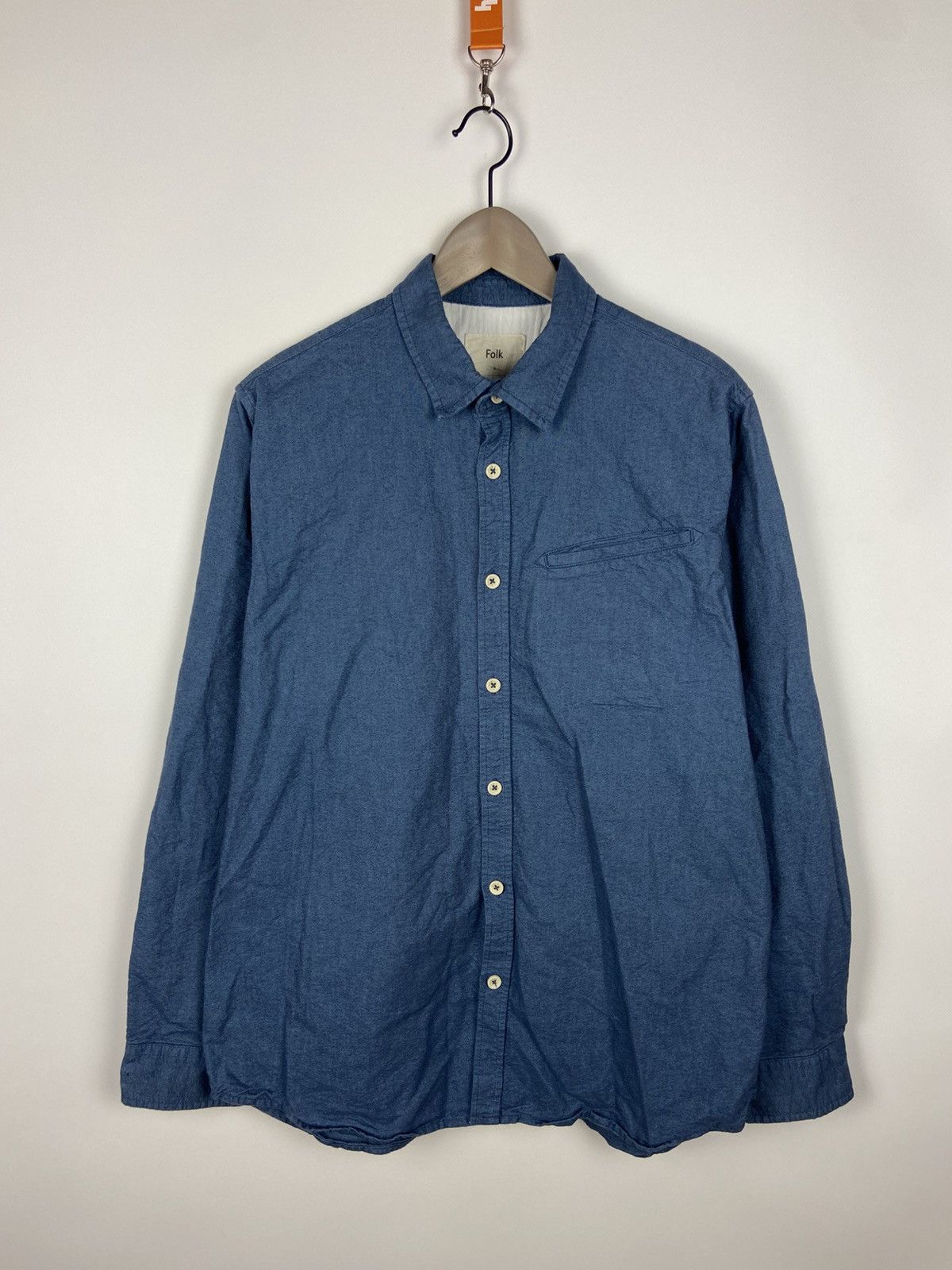 Folk Folk Button-Up Shirt Blue Cotton Pocket Designer Sz 4 Size US M / EU 48-50 / 2 - 1 Thumbnail