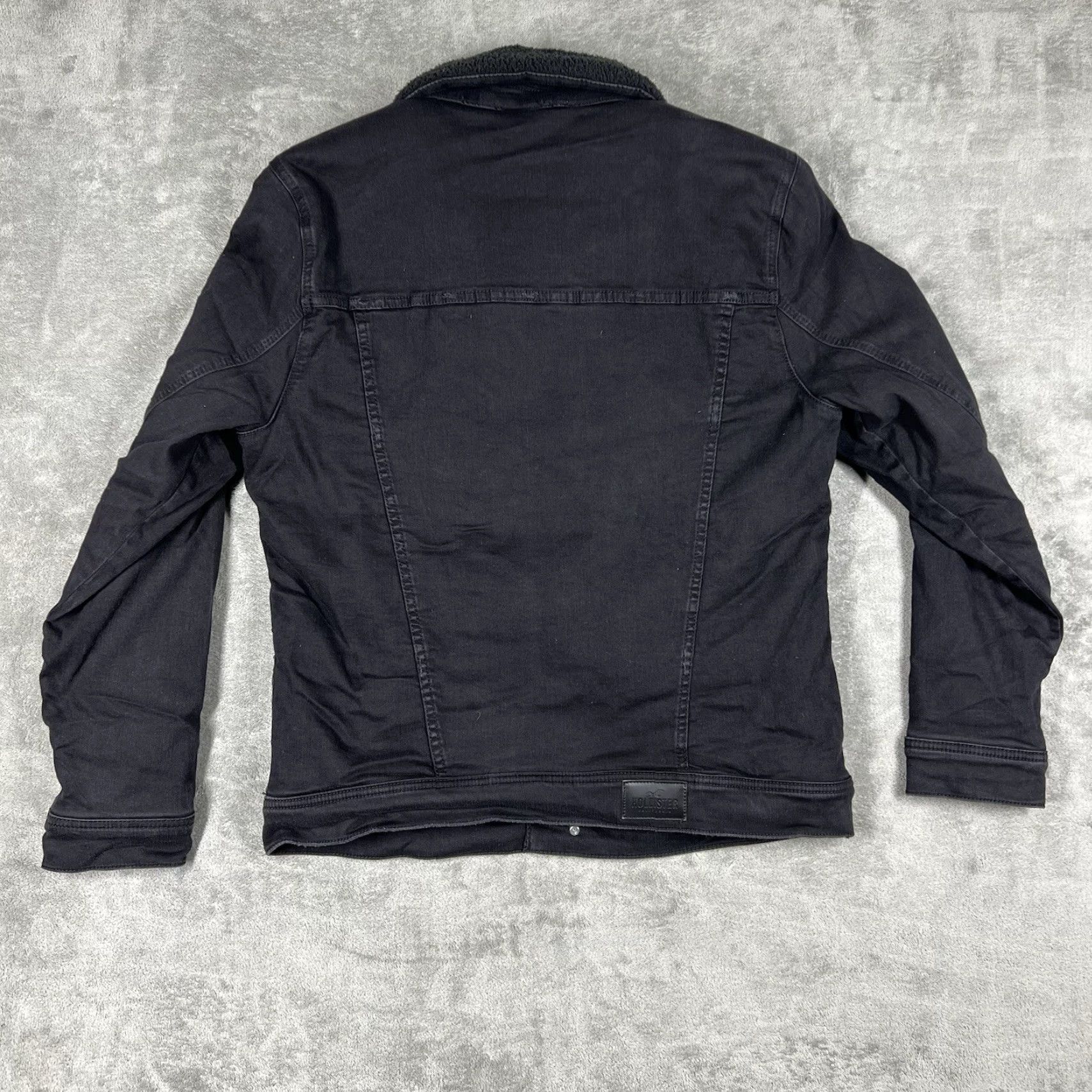 Hollister Epic Flex Jacket Denim Black Sherpa-Lined Men's M