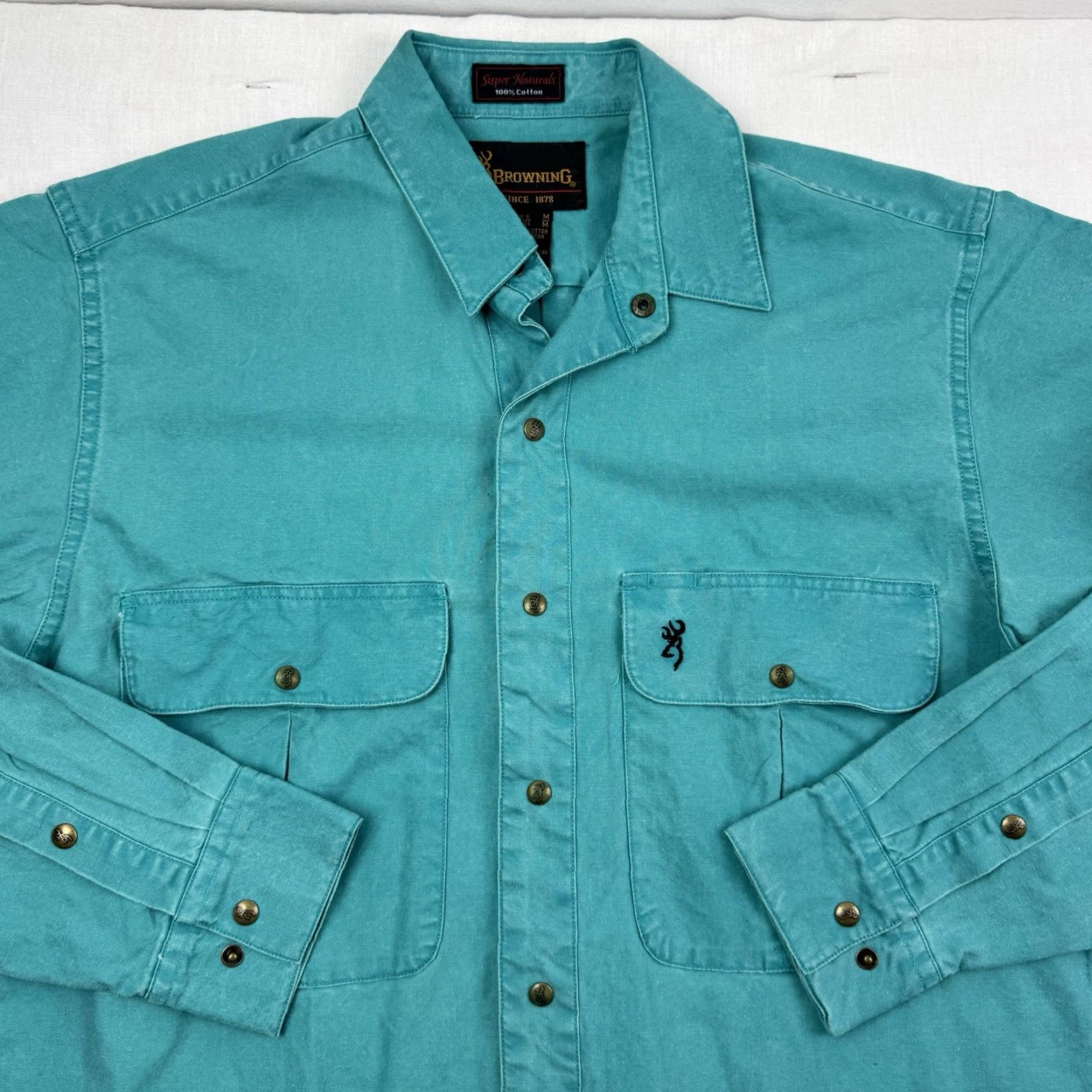 Vintage VINTAGE Browning Shirt Adult M Teal 90s Outdoor Western Cowboy Casual Workwear Button-Up Long Sleeve Collared Snap Size US M / EU 48-50 / 2 - 2 Thumbnail