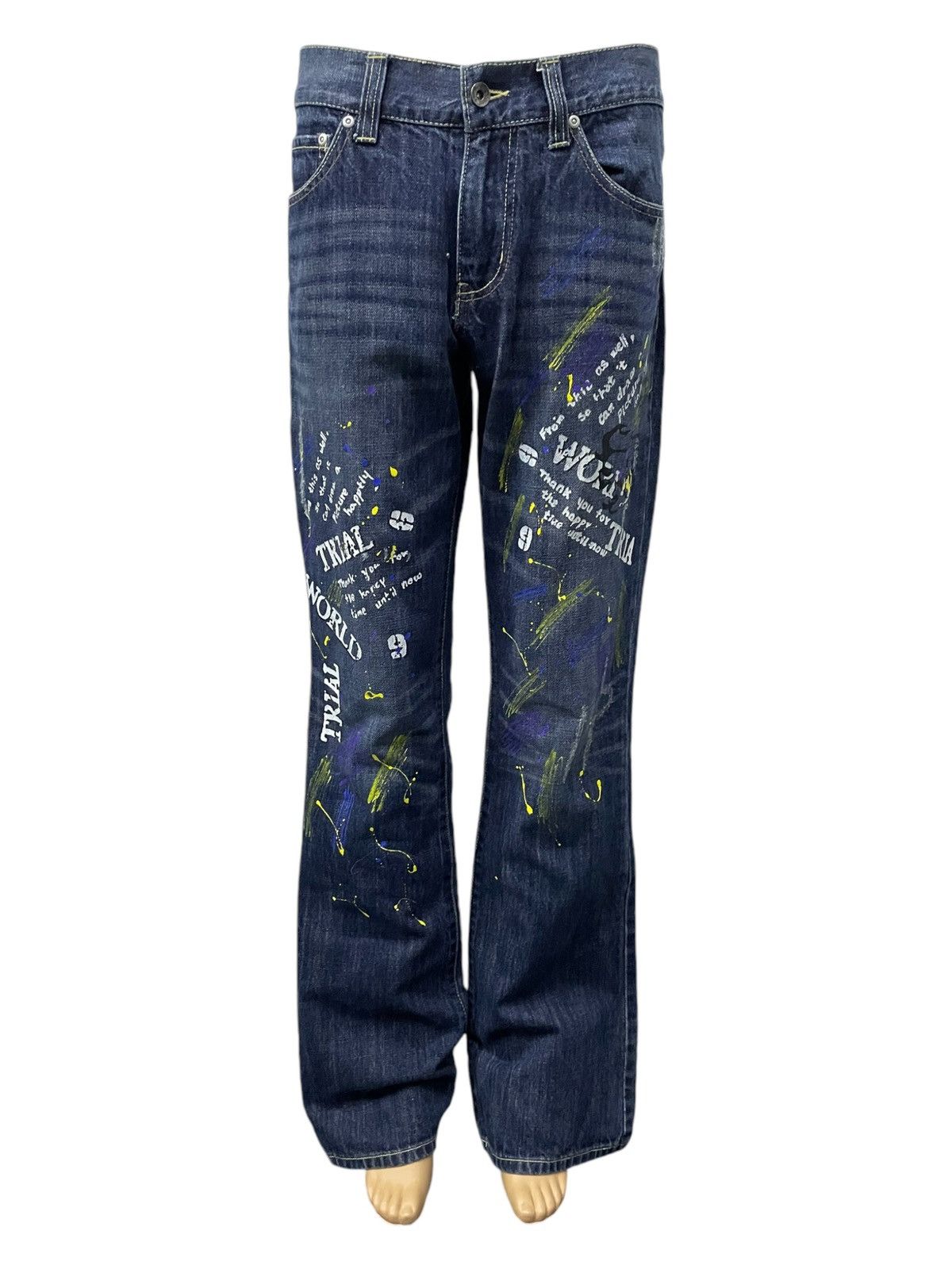 Japanese Brand × PPFM × semanticdesign Semantic Design Poems Paint splatter Flared Denim Pants Size US 31 - 3 Thumbnail
