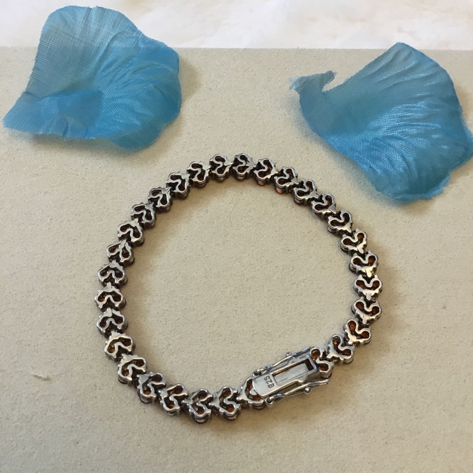 Other Sterling Silver Red Crystal Tennis Bracelet Size ONE SIZE - 4 Thumbnail