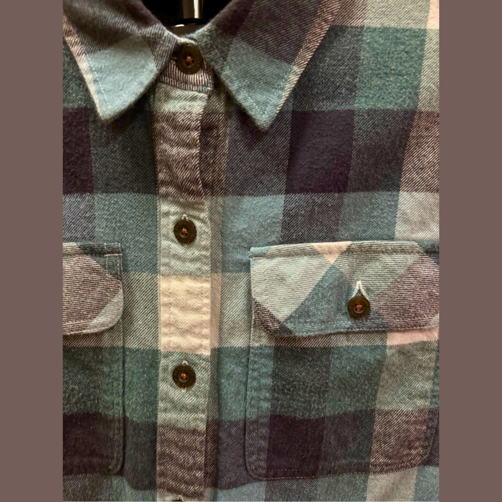 Patagonia Patagonia Small Blue Green Plaid Cotton Flannel Shirt Size S / US 4 / IT 40 - 4 Thumbnail