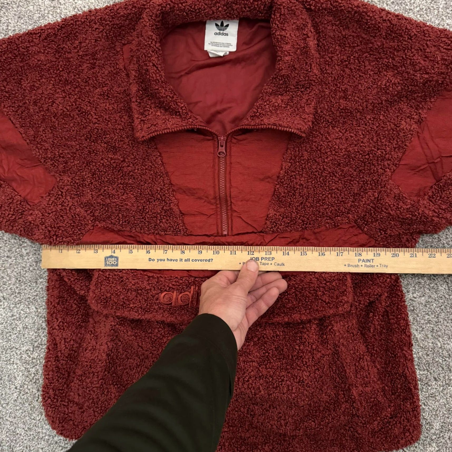 Adidas Adidas Originals Sherpa Jacket Womens S 1/2 Zip Kangaroo Pocket Red, Cozy, Regular Fit, Long Sleeve, Zip, Fleece, Logo - Vintage No, 2nd Hand? Size S / US 4 / IT 40 - 3 Thumbnail