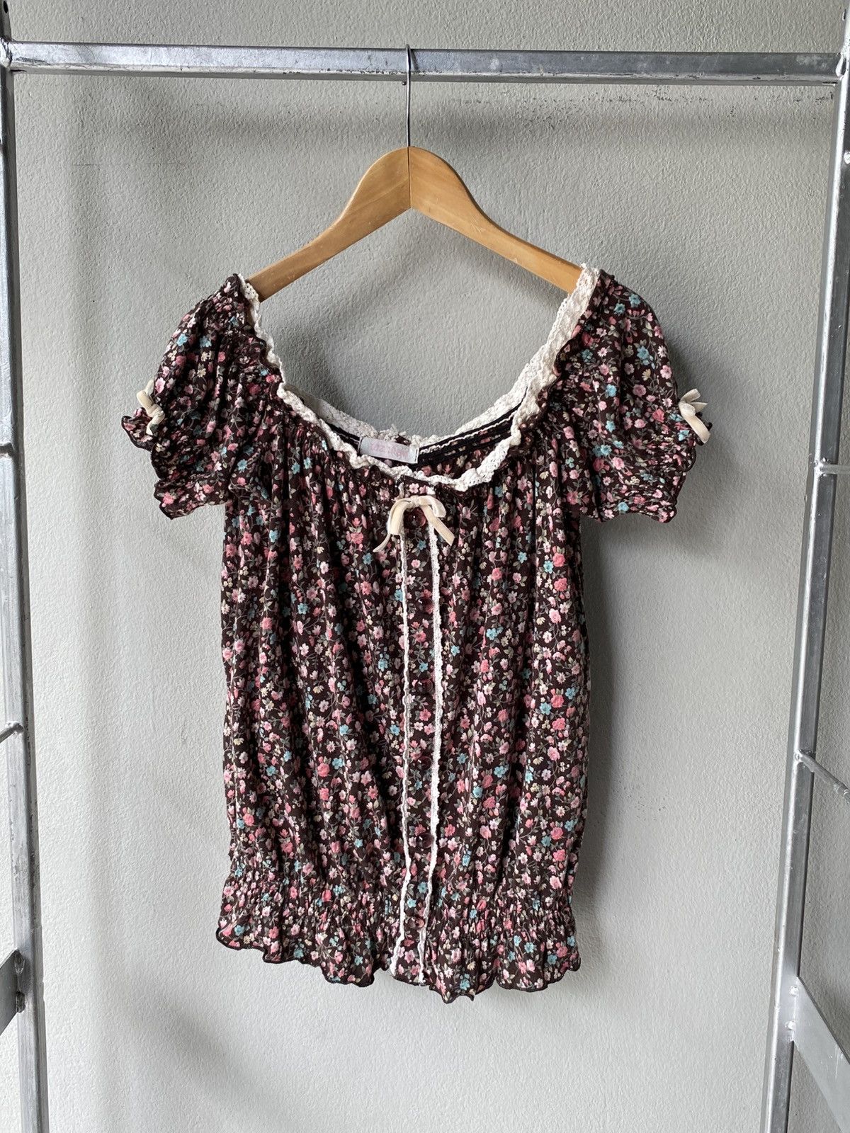 LIZ LISA LIZ LISA Brown Floral Off-Shoulder Blouse Size M / US 6-8 / IT 42-44 - 13 Thumbnail