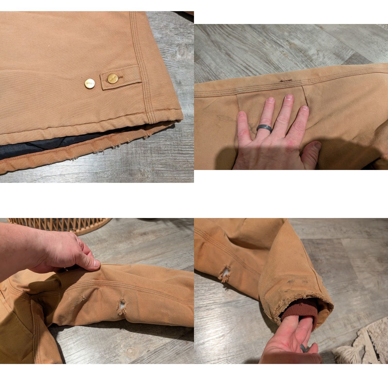 Carhartt VINTAGE Carhartt J02 Detroit Canvas Workwear Jacket XL/2XL Brown 90s USA Embroidered Logo Full Zip Pockets Corduroy Collar Quilt Lined Mid-Length Men Size US XL / EU 56 / 4 - 11 Thumbnail