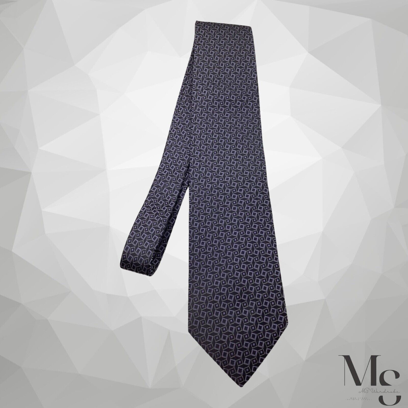 Giorgio Armani GIORGIO ARMANI Gray Purple Geometric Luxury Silk Tie Made In Size ONE SIZE - 6 Thumbnail