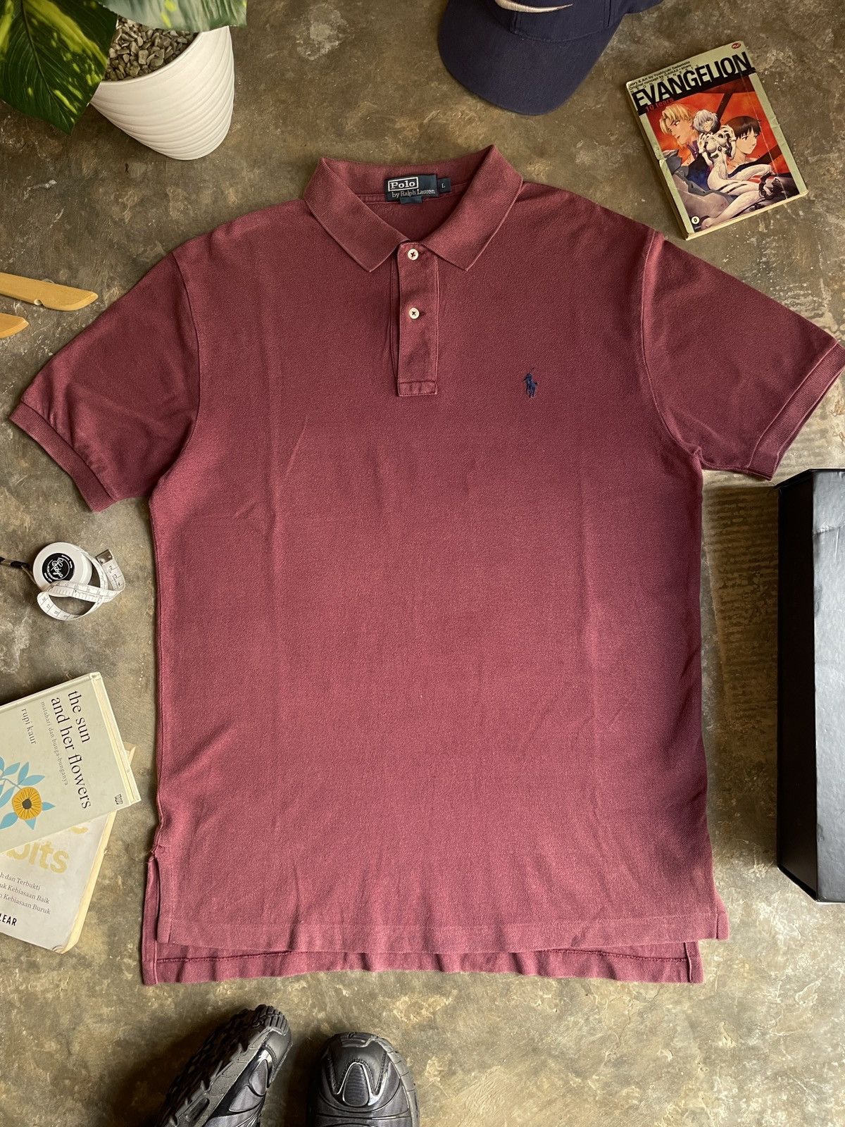 Polo Ralph Lauren Vintage 90s Polo Ralph Lauren Polo t-Shirt Gurgundy Size US L / EU 52-54 / 3 - 2 Thumbnail