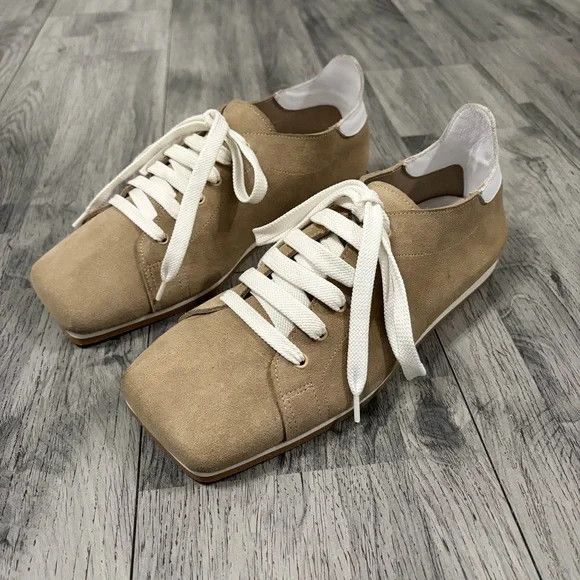 Tibi Seth Tan Suede Sneaker Shoes Sz 37 NWOT