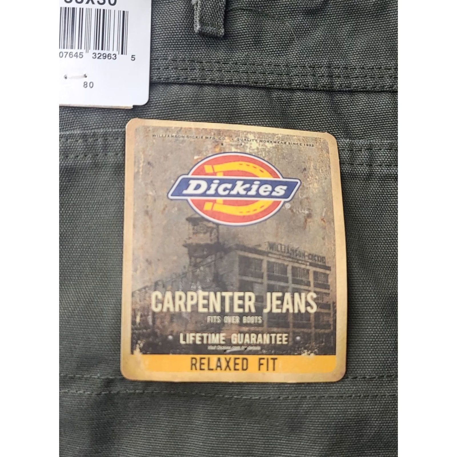 Dickies Dickies Carpenter Jeans Mens 38x30 Relaxed Straight Leg Workwear Rugged Green Cotton Denim 90s Mens Size US 38 / EU 54 - 2 Thumbnail