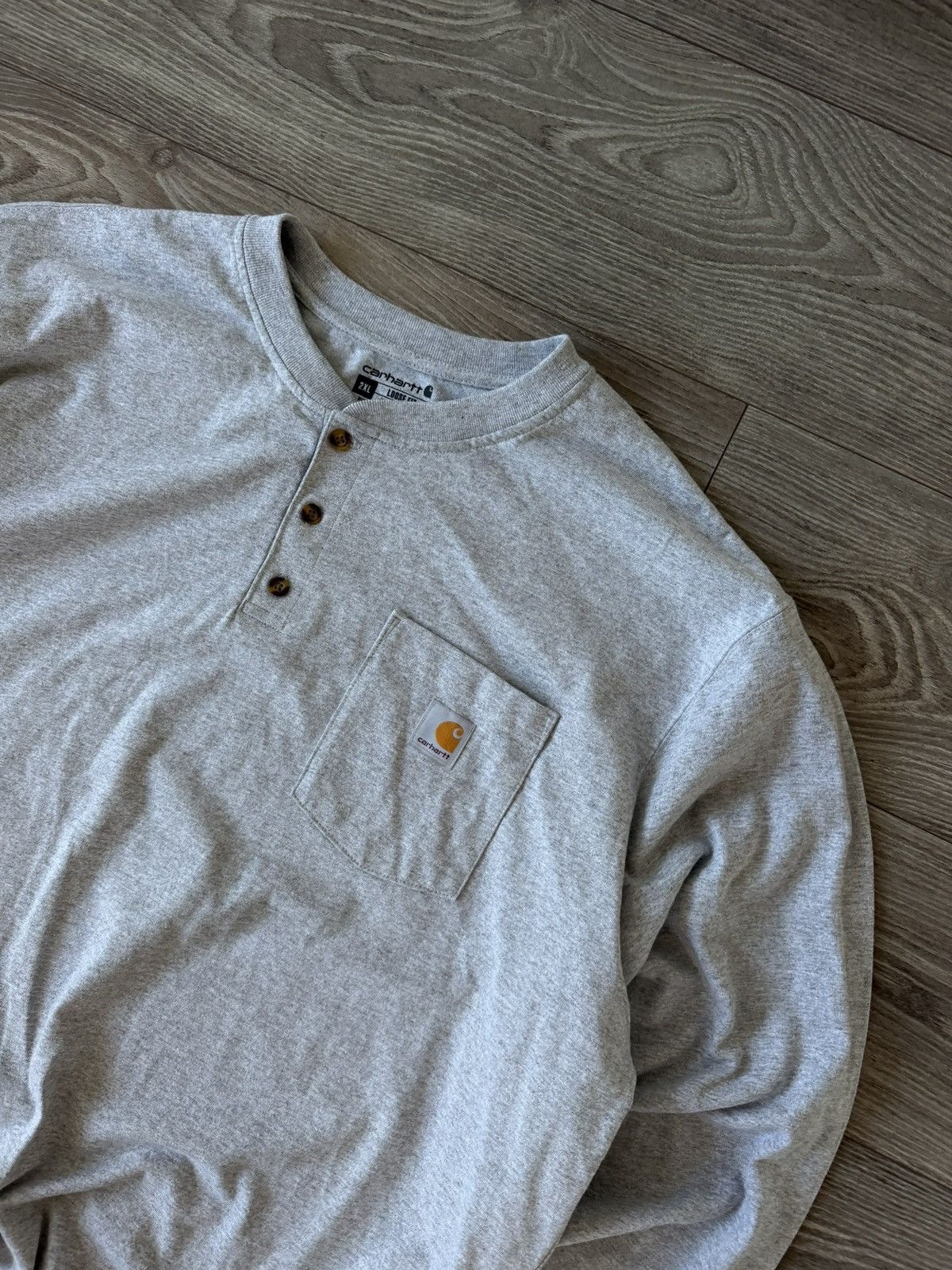 Carhartt ‼️Carhartt Box Logo Basic Oversize Long Sleeve Tee dril‼️ Size US XXL / EU 58 / 5 - 13 Thumbnail