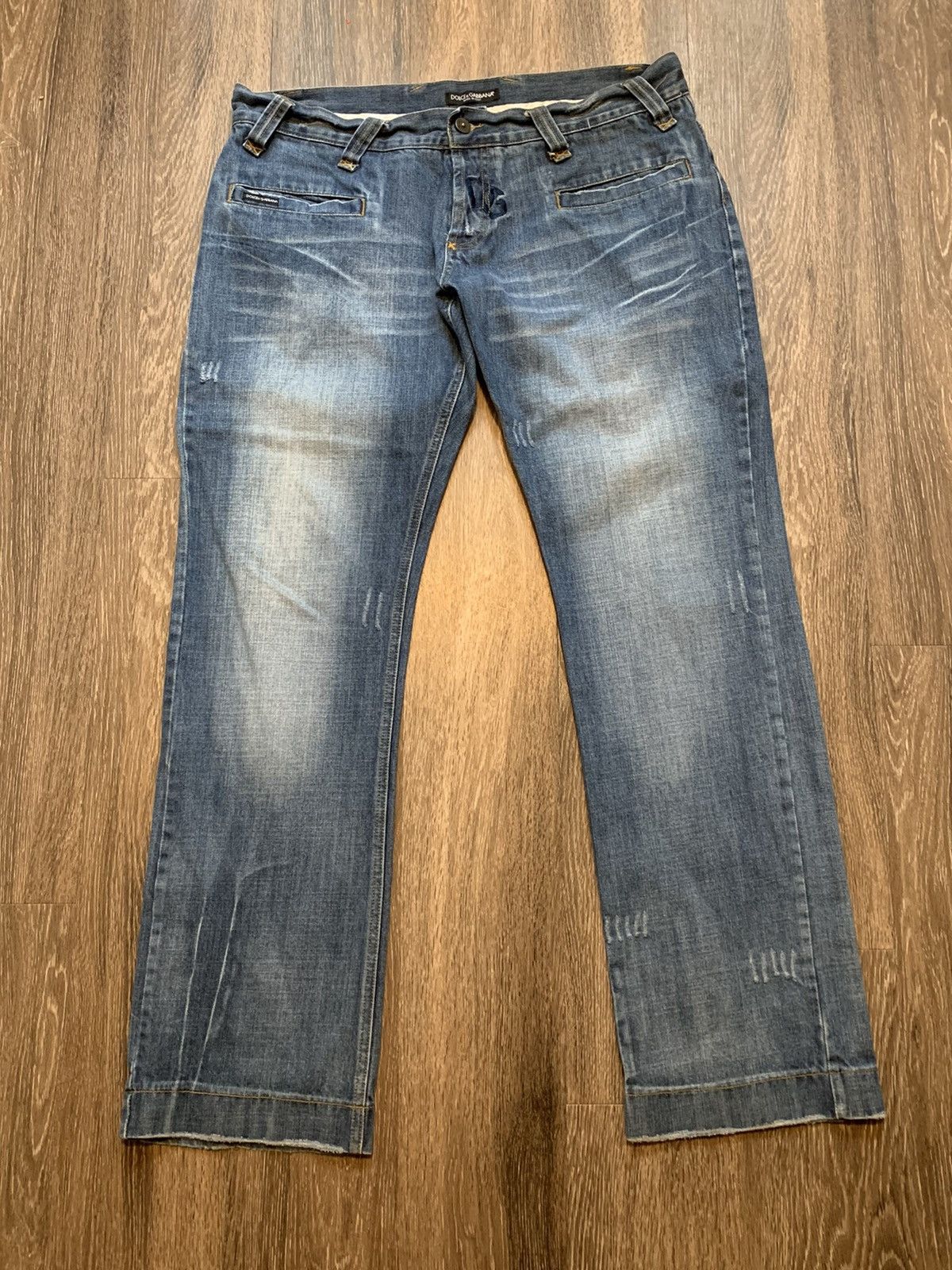 Image of Archival Clothing x Dolce Gabbana Y2K Dolce & Gabbana Distressed Faded Denim in Blue (Size 36)