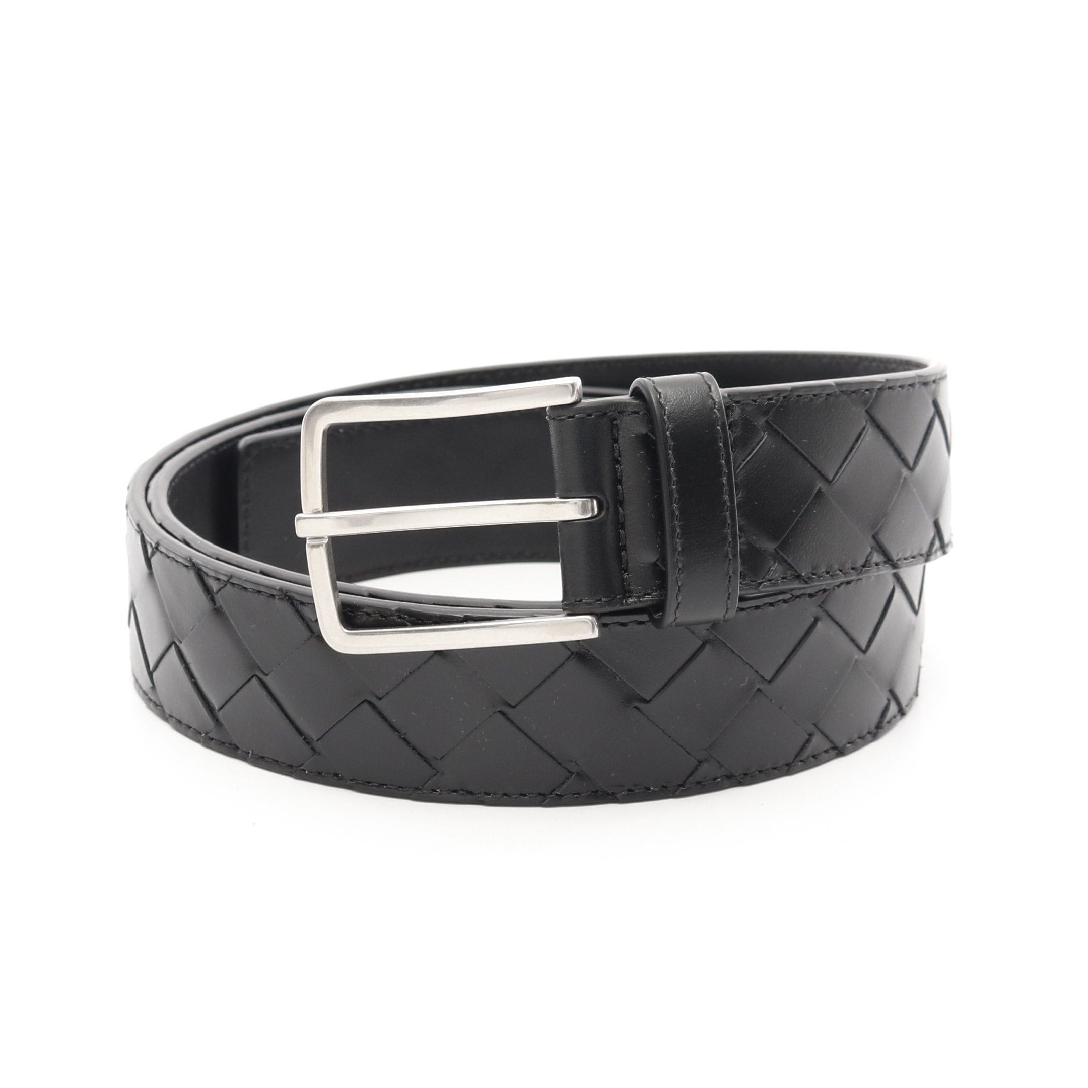 Bottega Veneta Bottega Veneta Intrecciato Belt Leather Black Size ONE SIZE - 1 Thumbnail