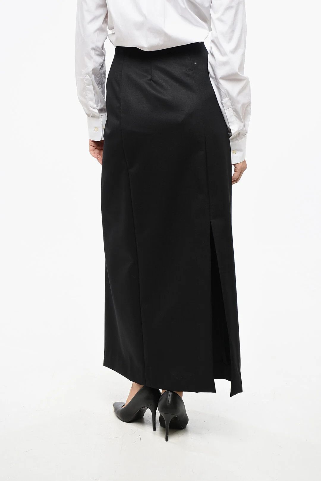 Givenchy og1mm0326 Wool-Blend Maxi Skirt in Black Size 28" / US 6 / IT 42 - 2 Thumbnail