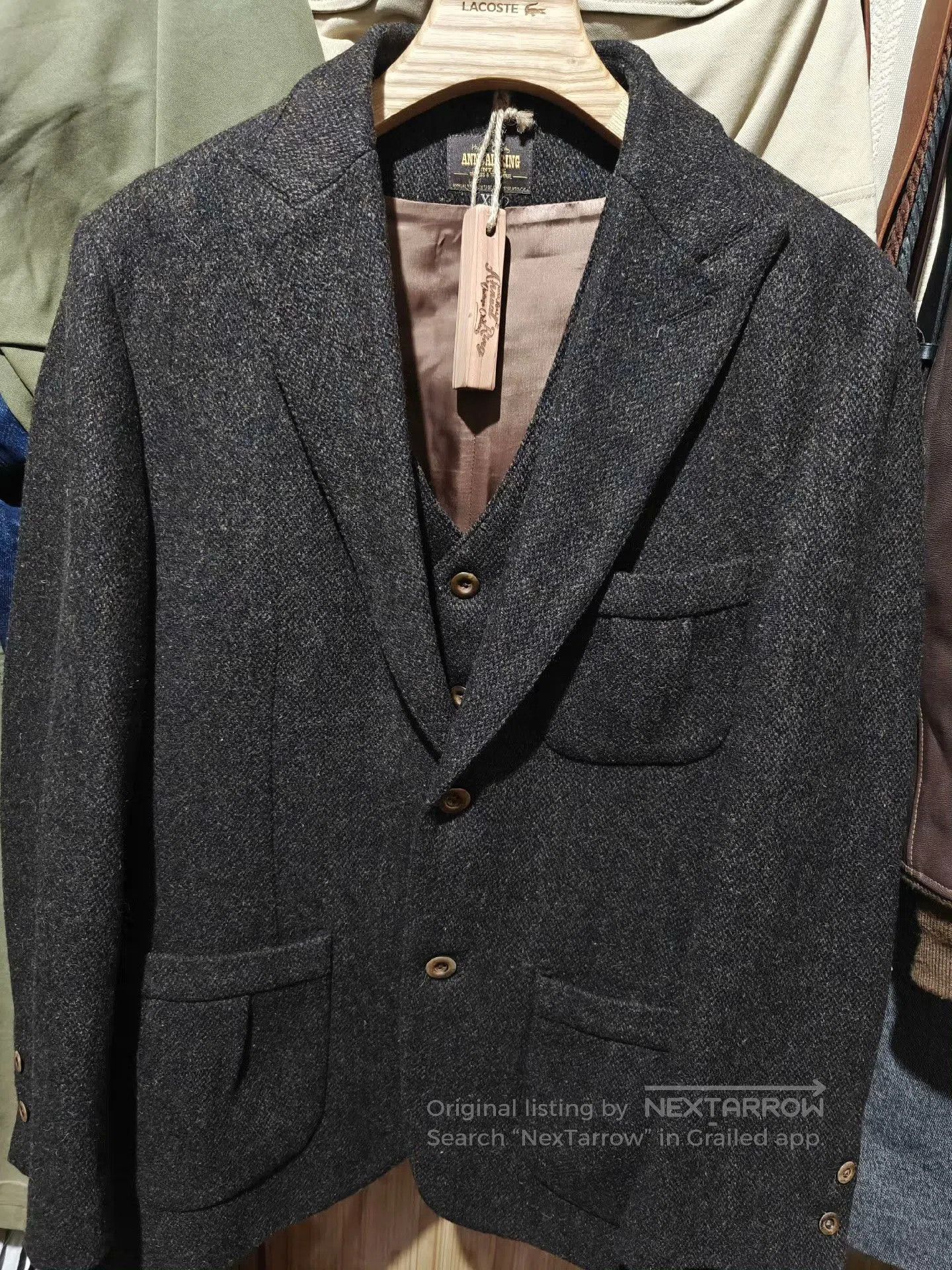 Vintage Retro Tweed Wool Men's Blazer. Size US XL / EU 56 / 4 - 4 Thumbnail
