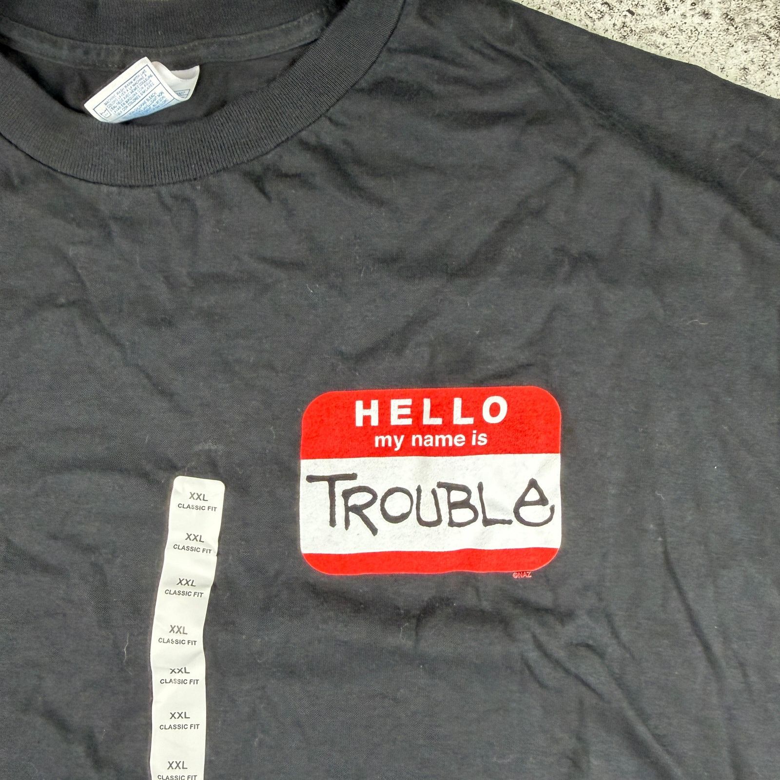 Vintage Hello My Name Is Trouble Shirt XXL Y2K Comedy Shirt Size US XXL / EU 58 / 5 - 1 Thumbnail