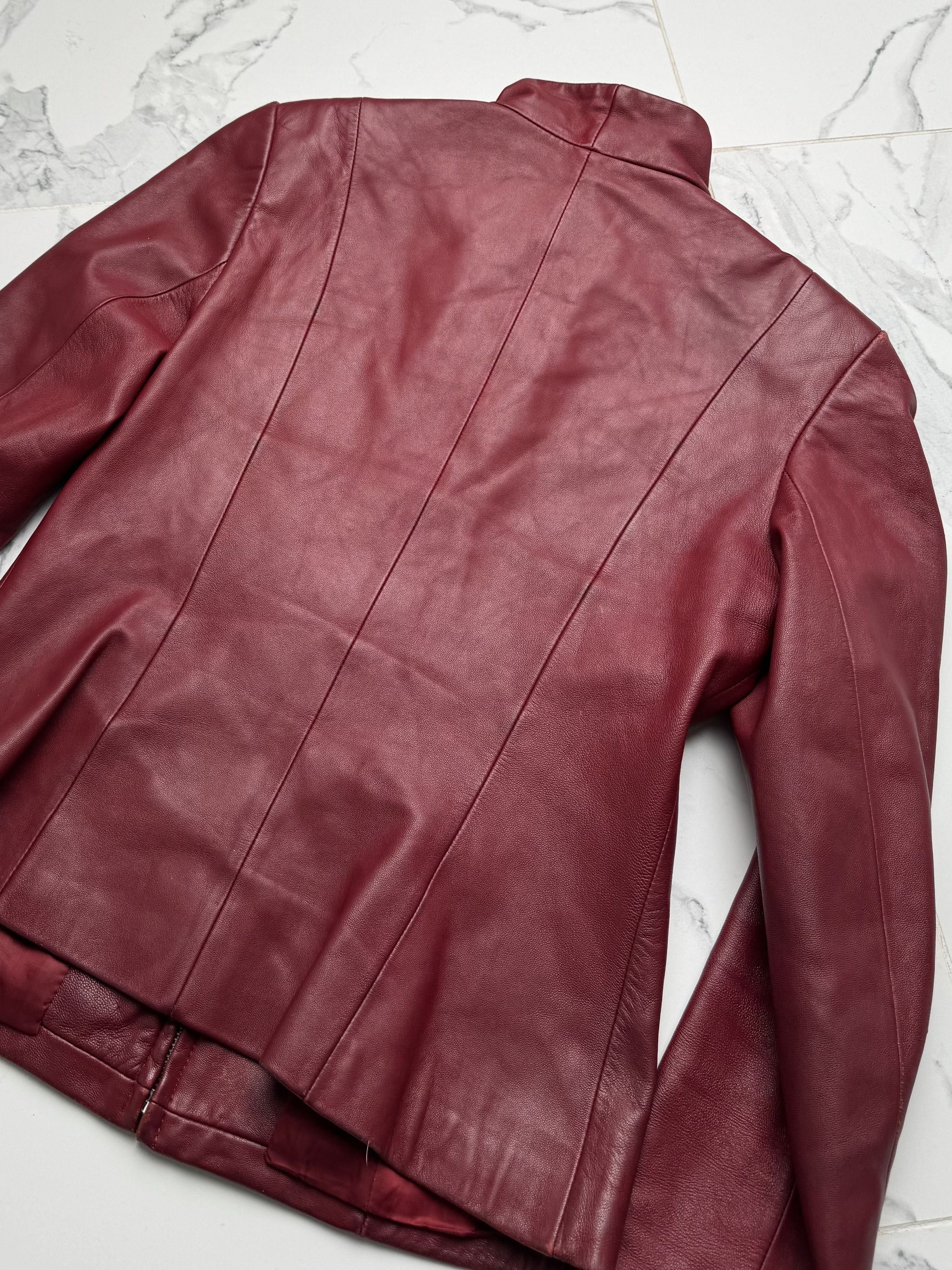 Vintage Y2K Red Leather Jacket Womens Slim Fit Zip Up Biker Style Size S / US 4 / IT 40 - 16 Thumbnail
