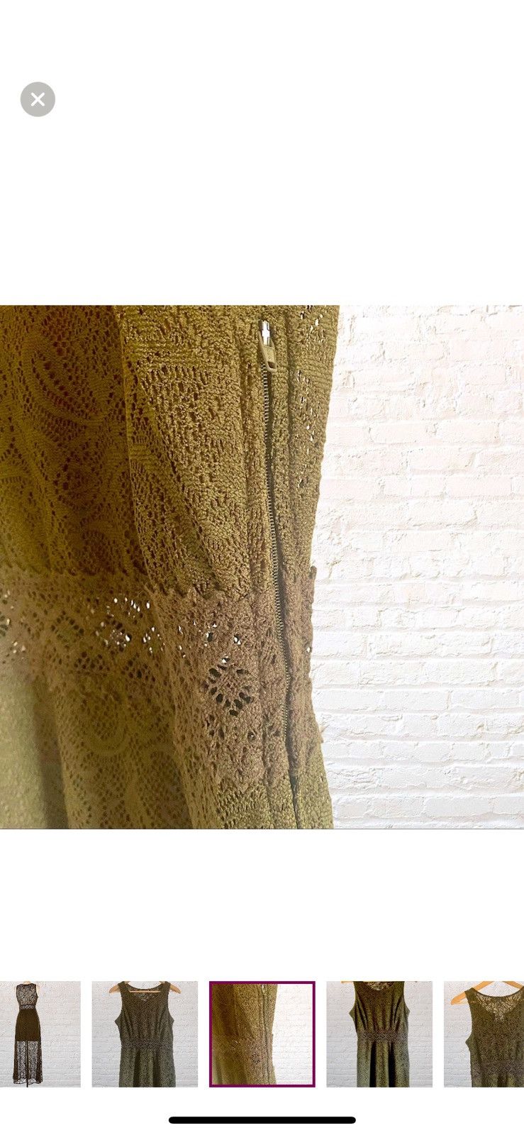 Other OLIVE CROCHET SLEEVELESS EMBROIDERED LACE MINI MAXI DRESS Size L / US 10 / IT 46 - 4 Thumbnail