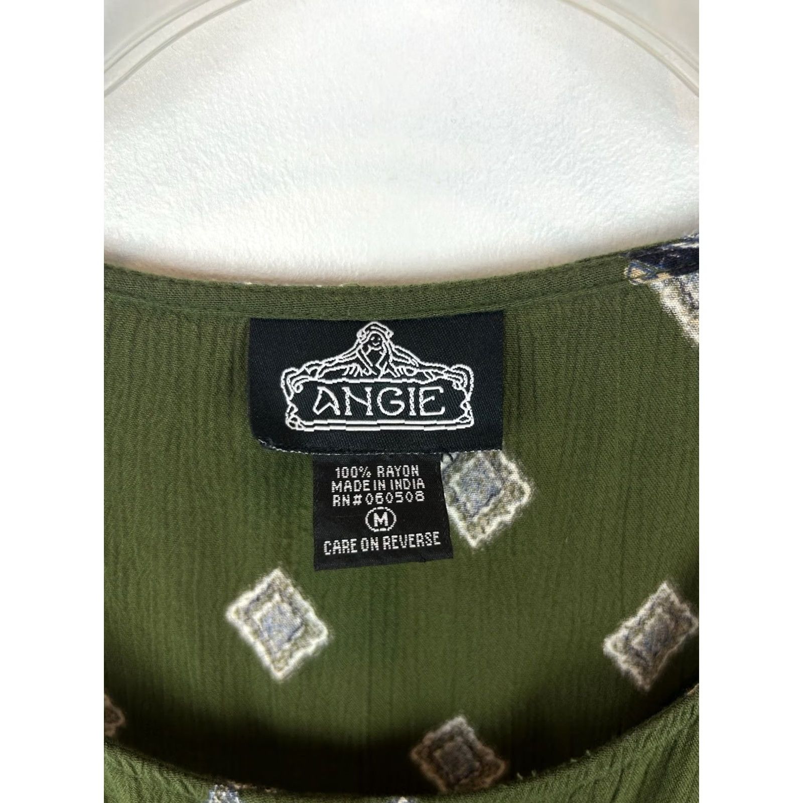 Bell Angie Blouse Womens M Green Paisley Bell Sleeve Smocked Boho Tunic Off the Shoulder Shirt Size M / US 6-8 / IT 42-44 - 3 Thumbnail